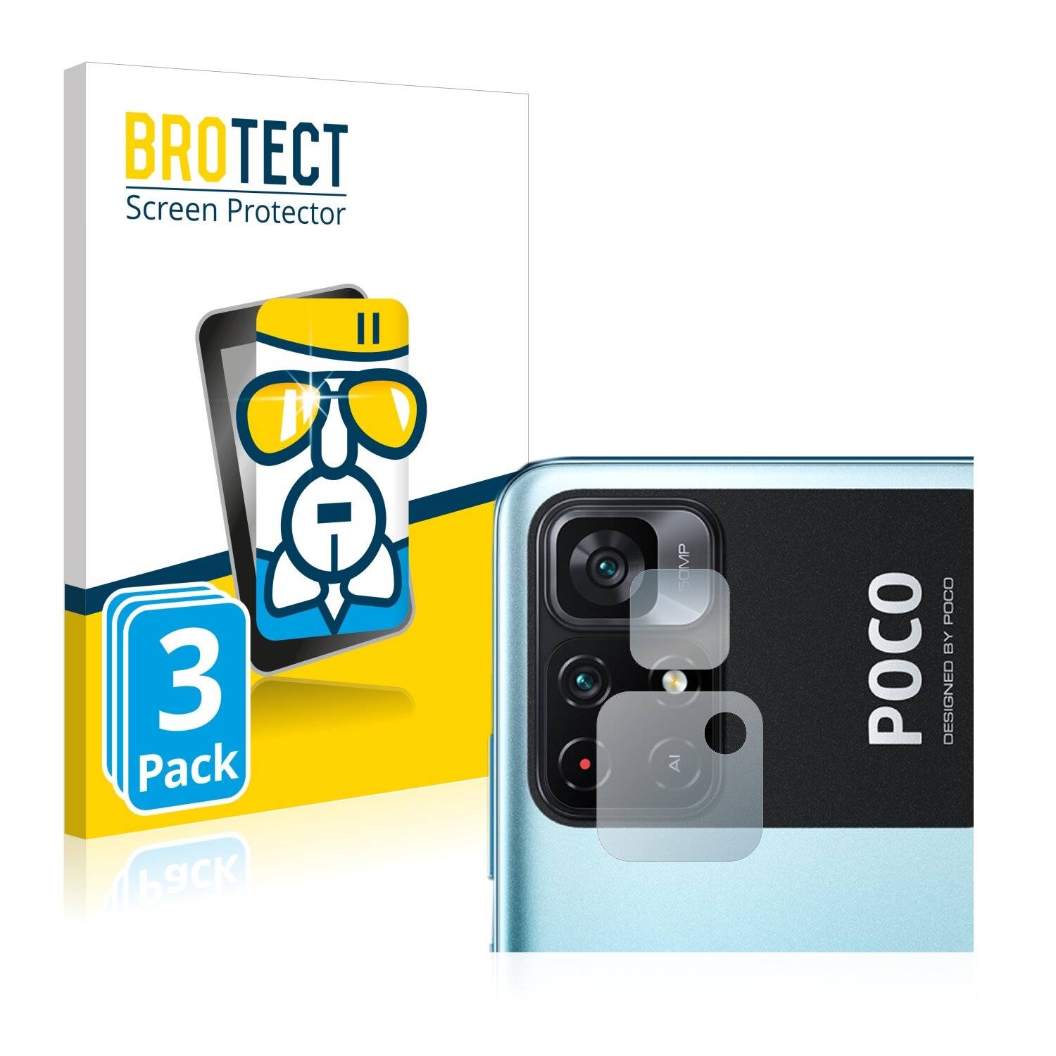3x BROTECT AirGlass Schutzglas Folie für Xiaomi Poco M4 Pro 5G (NUR
