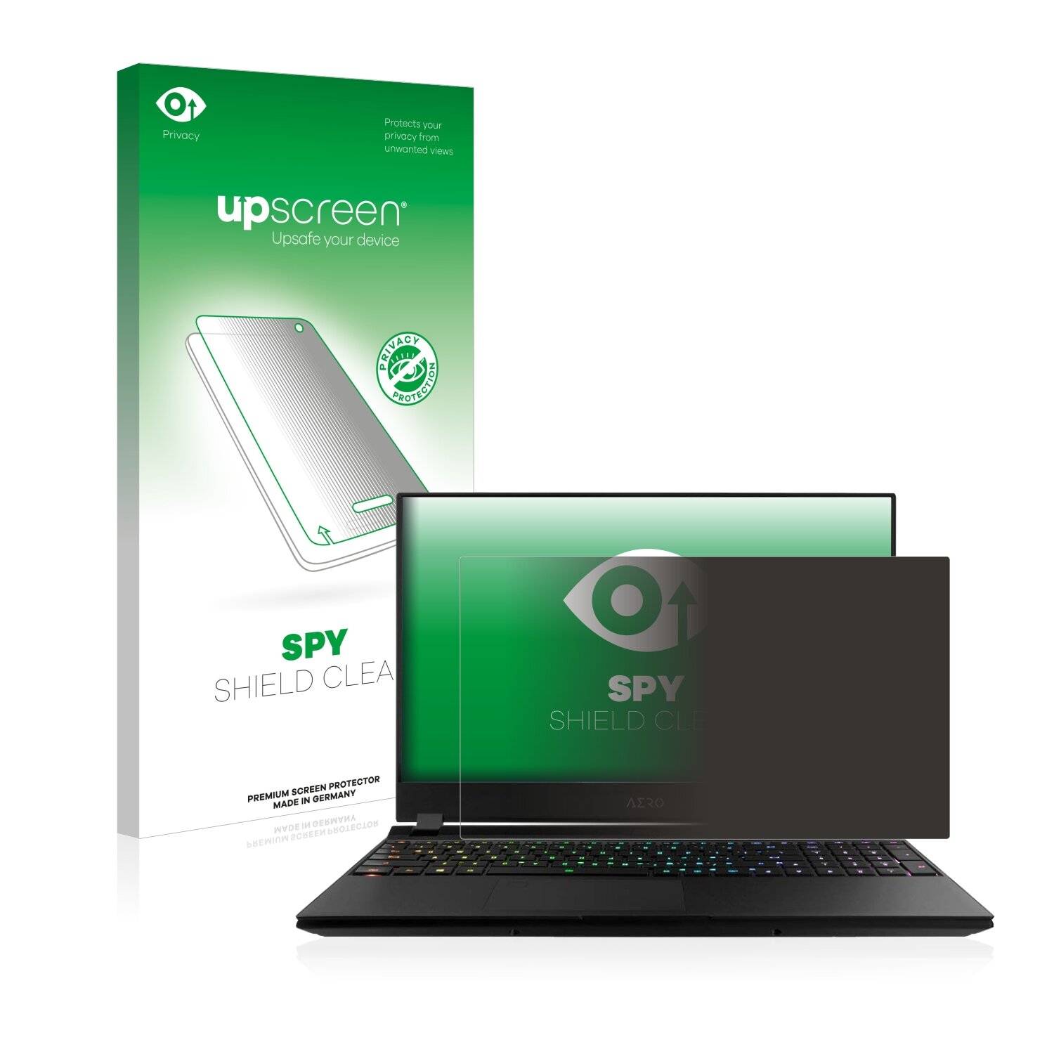 upscreen Spy Shield Clear Premium Blickschutzfolie für Gigabyte Aero 15