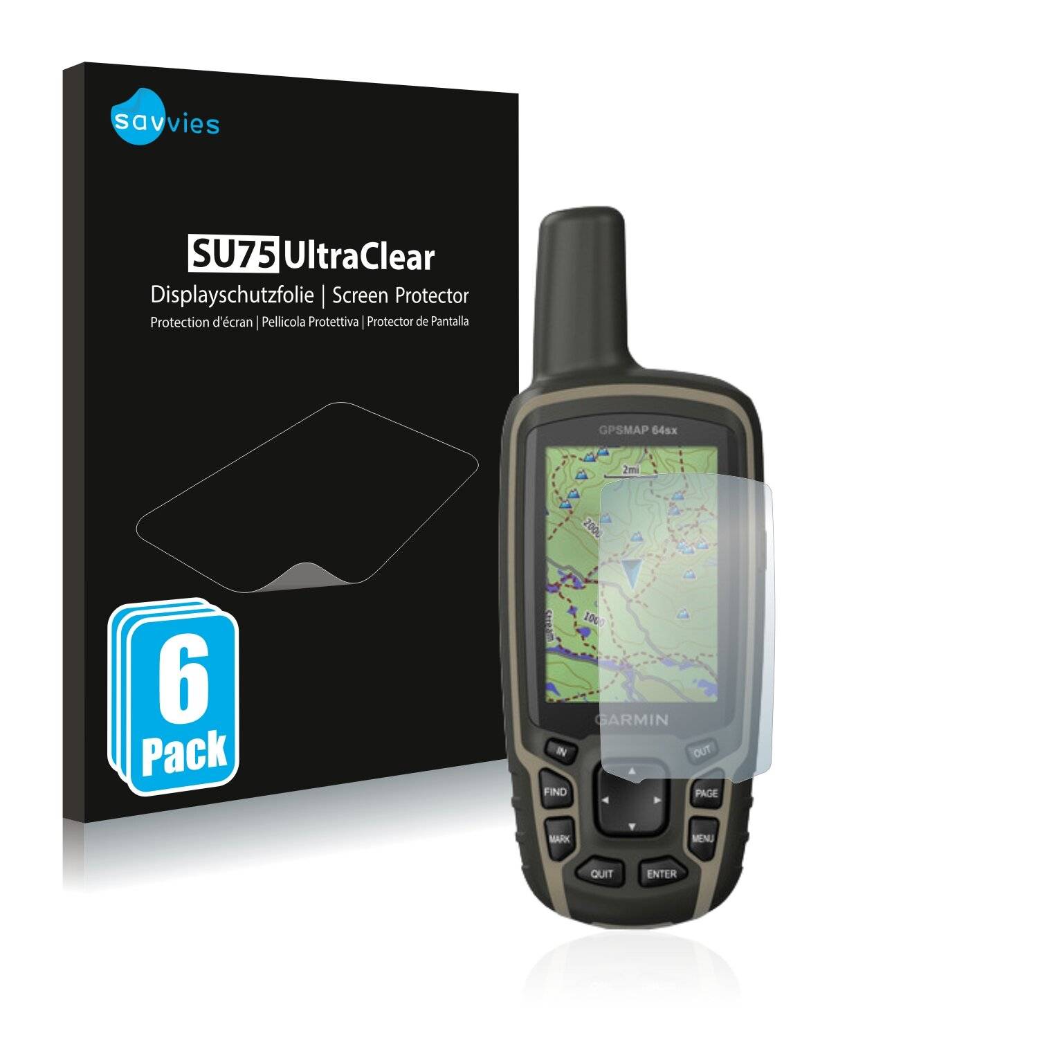 6x Savvies SU75 Displayschutzfolie für Garmin GPSMAP