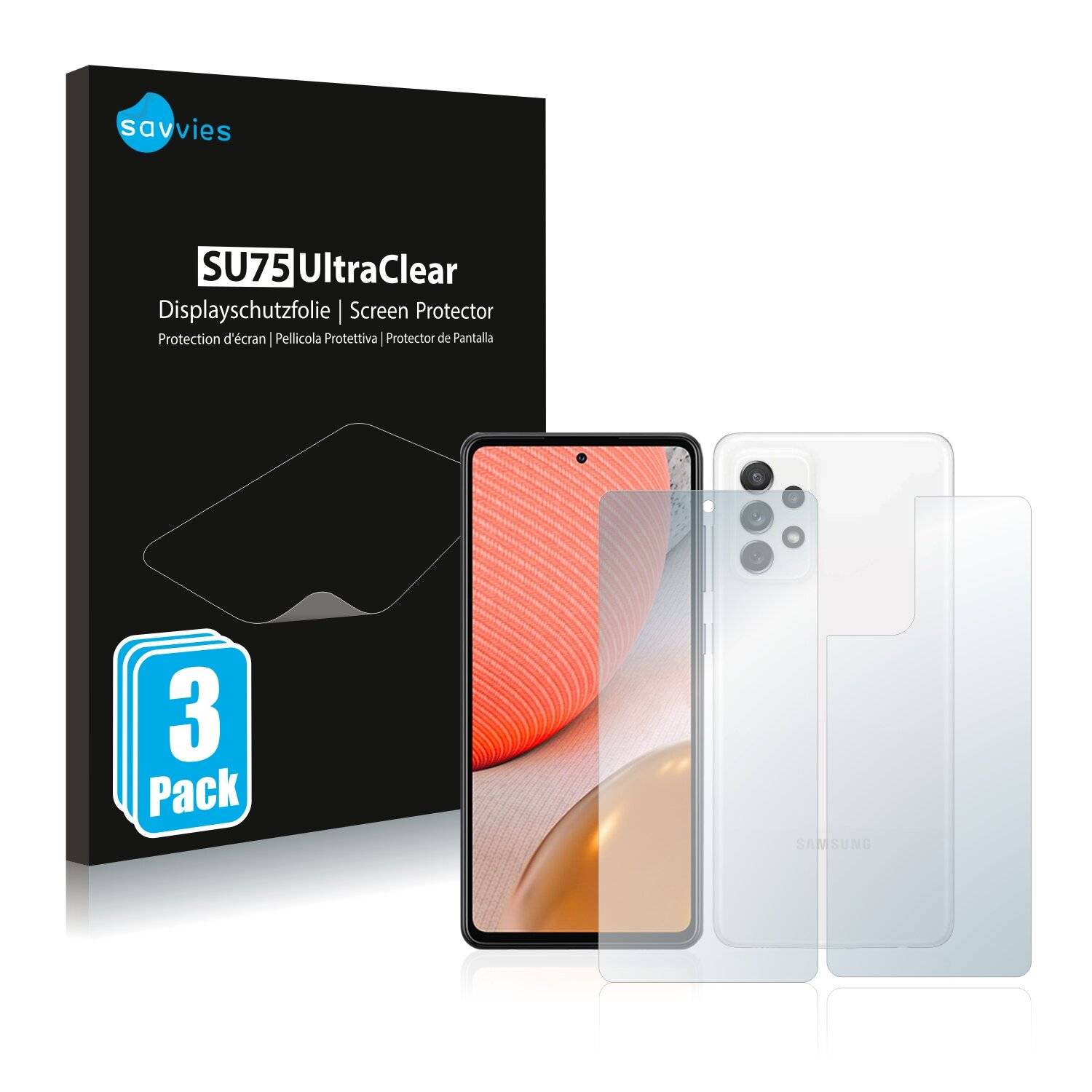 6x Savvies SU75 Displayschutzfolie für Samsung Galaxy A72 5G (Vorder +