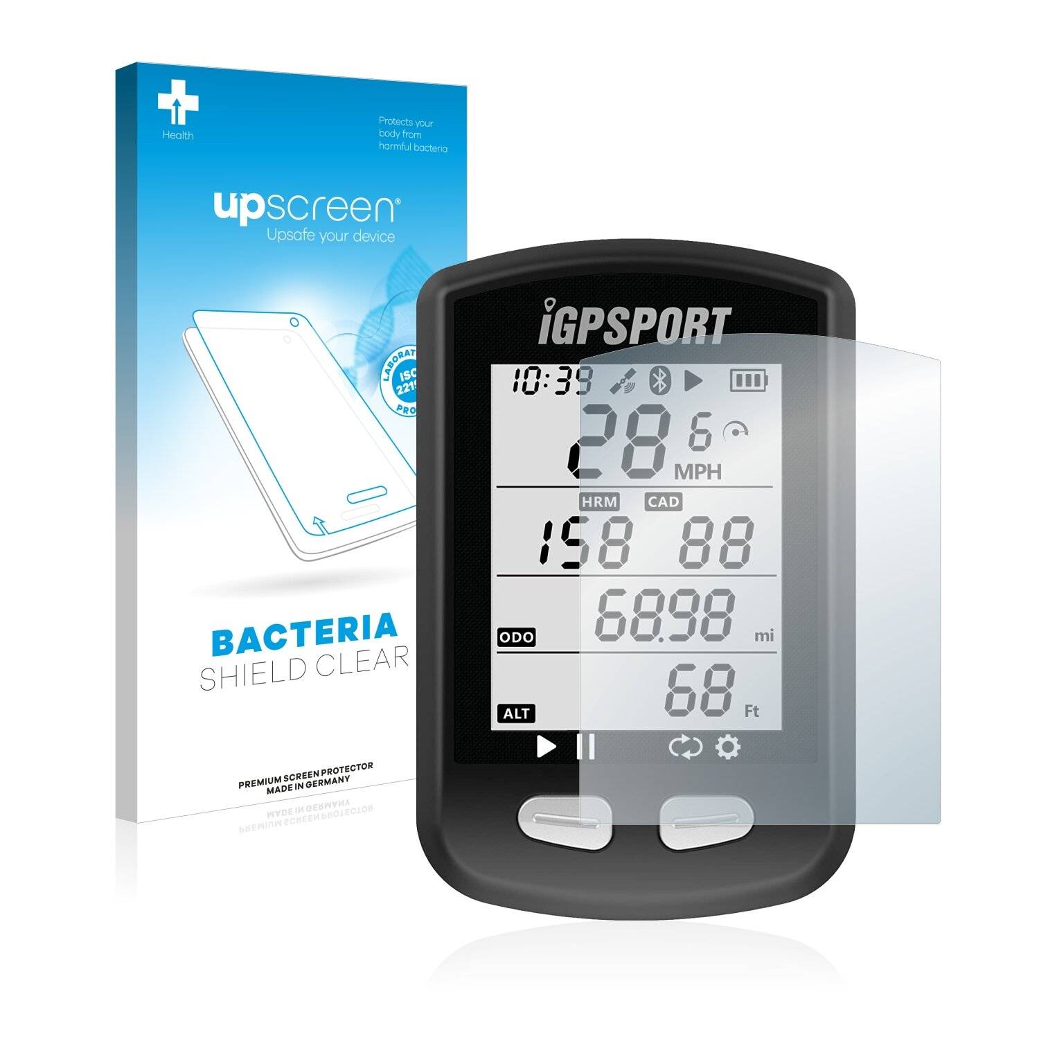 upscreen Bacteria Shield Clear Premium Antibakterielle Displayschutzfolie für igpsport