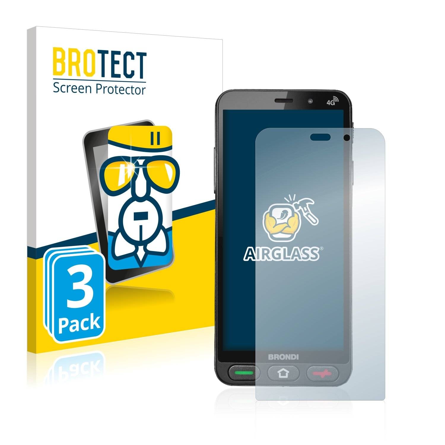 3x BROTECT AirGlass Schutzglas Folie für Brondi Amico S