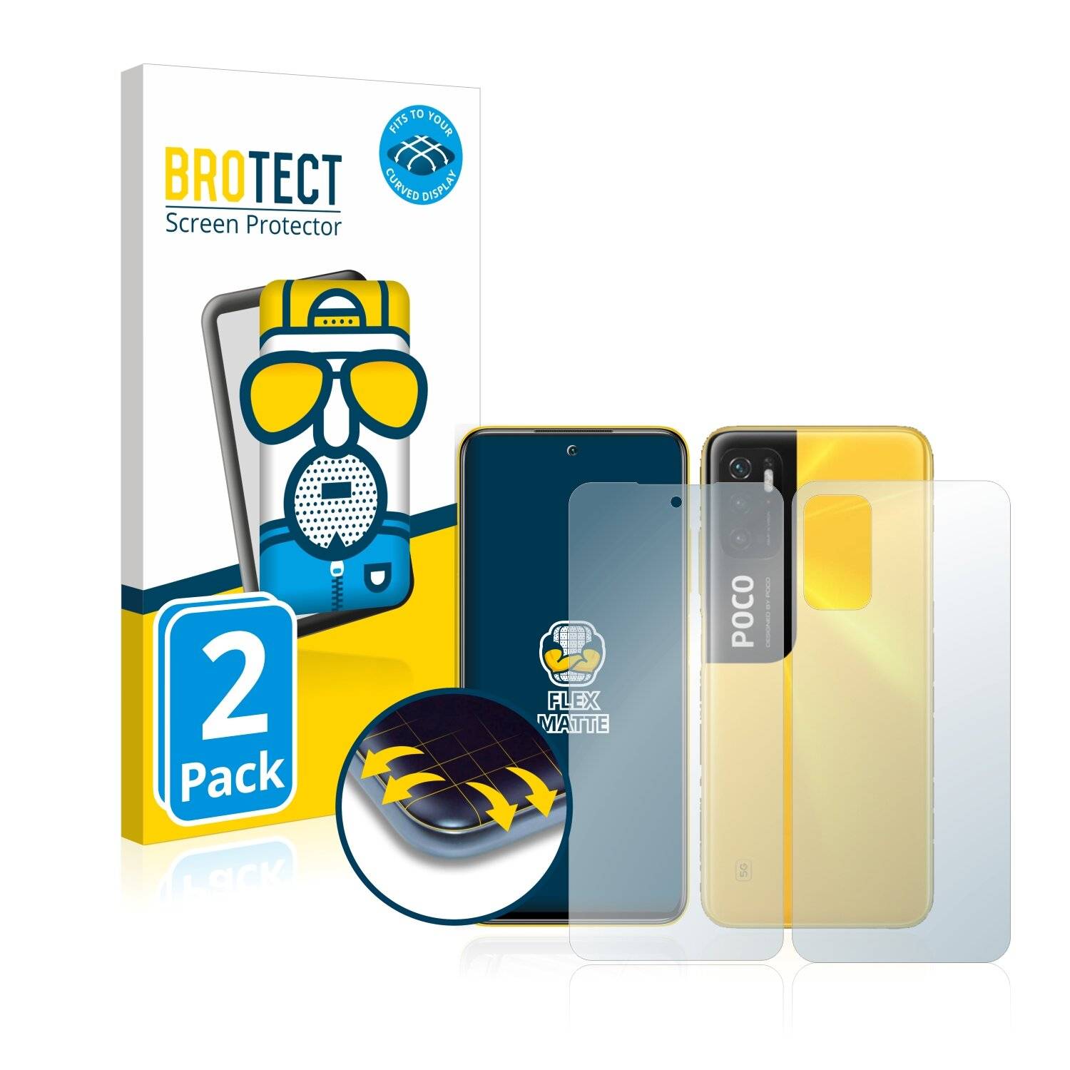 2x BROTECT Flex Matte Full-Cover Displayschutzfolie für Xiaomi Poco M3 Pro 5G (Vorder +