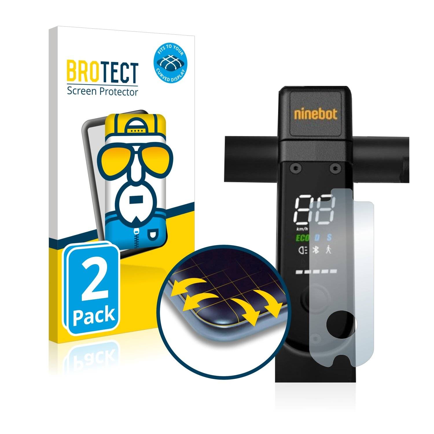 2x BROTECT Flex Full-Cover Displayschutzfolie für Segway Ninebot KickScooter MAX