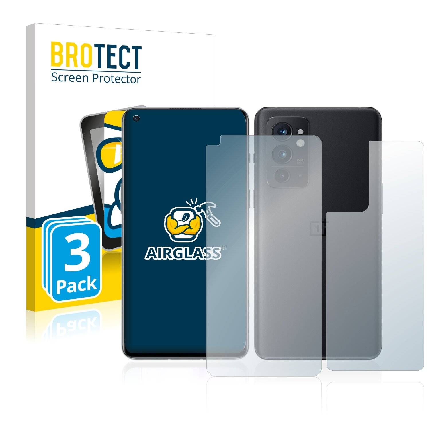 3x BROTECT AirGlass Schutzglas Folie für OnePlus 9RT 5G (Vorder +