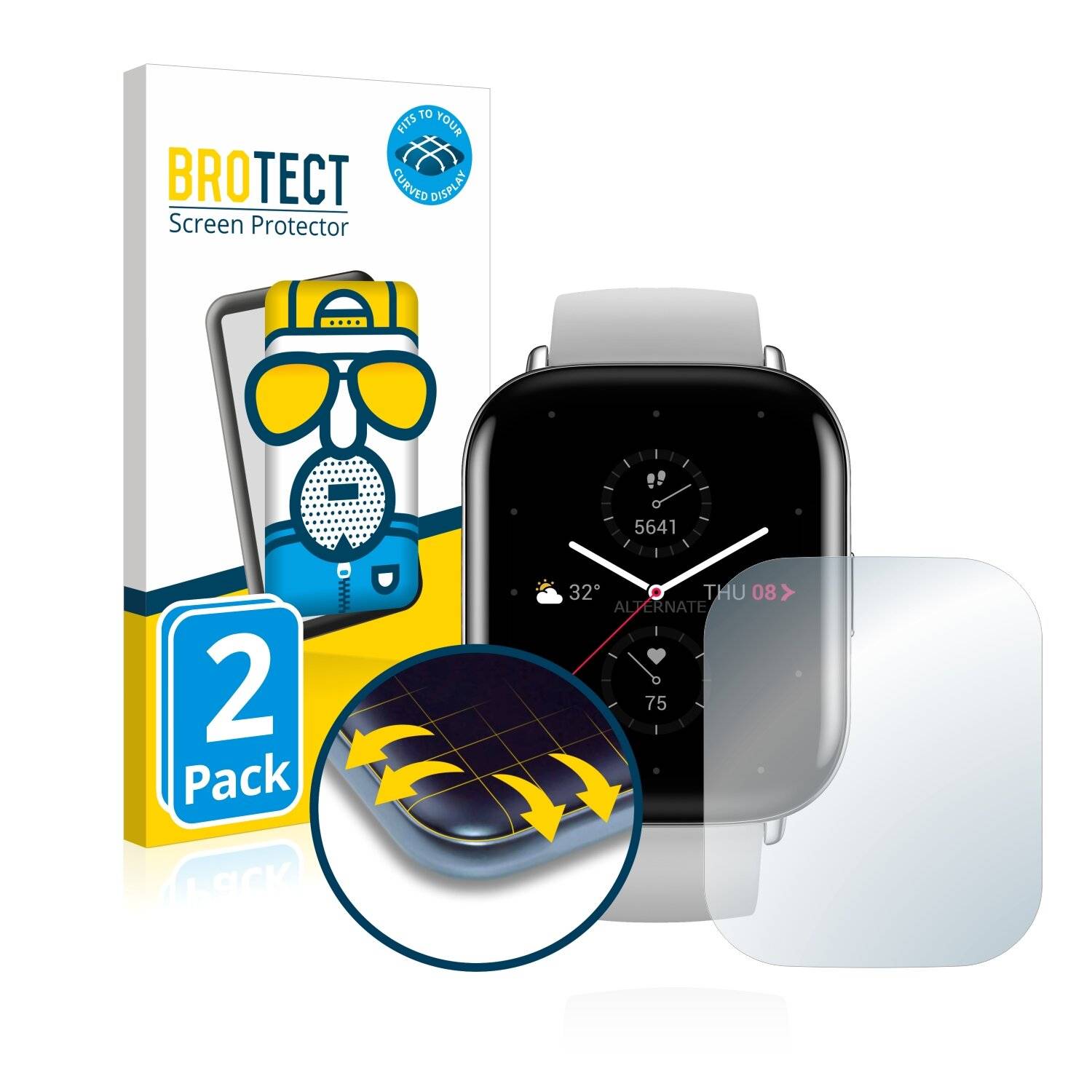 2x BROTECT Flex Matte Full-Cover Displayschutzfolie für Huami Amazfit Zepp E