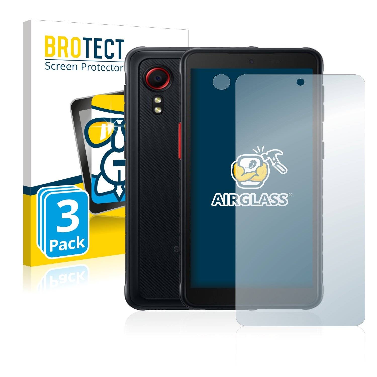 3x BROTECT AirGlass Schutzglas Folie für Samsung Galaxy Xcover 5 (Vorderseite +