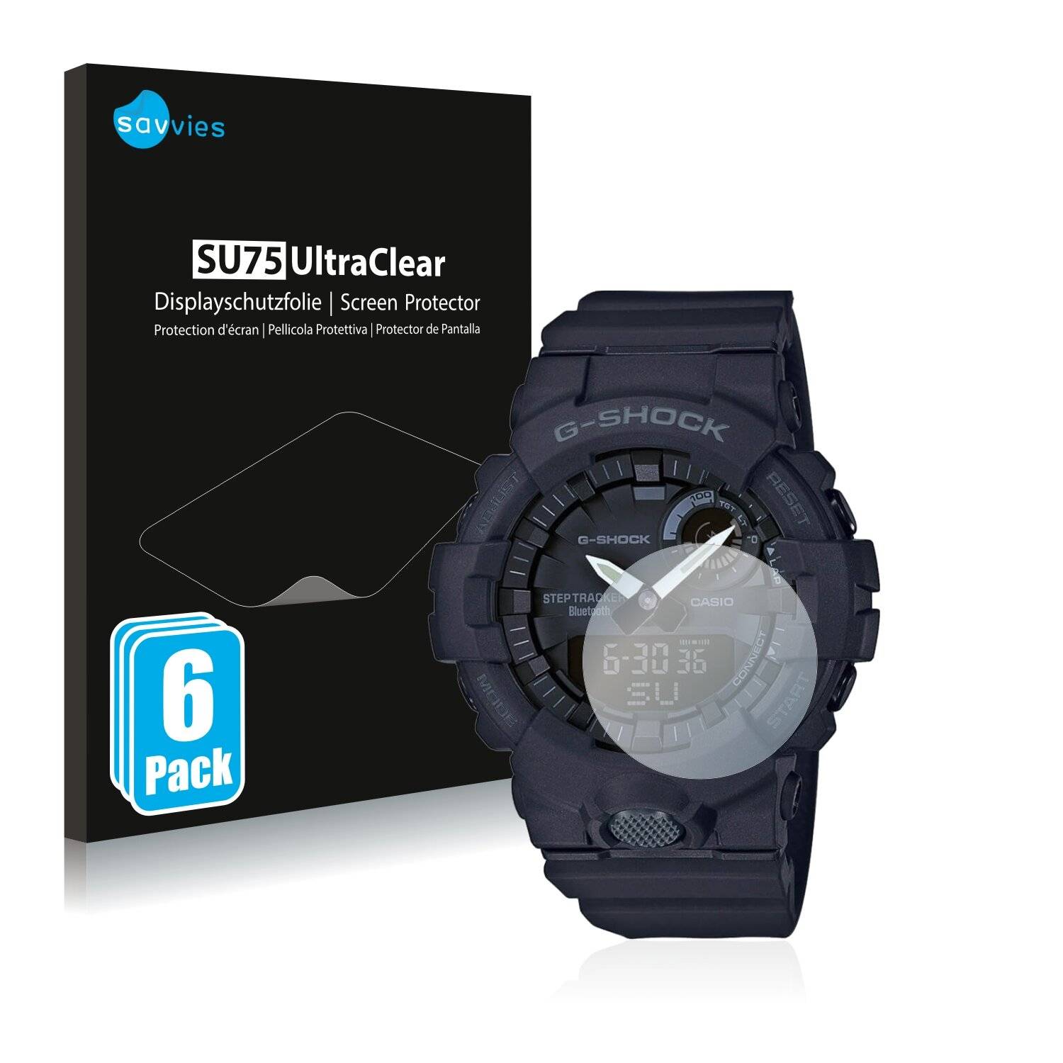 6x Savvies SU75 Displayschutzfolie für Casio G-Shock