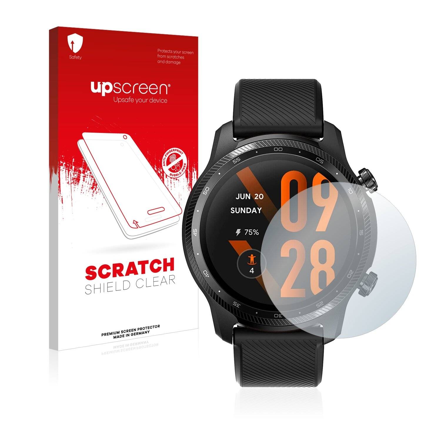 upscreen Scratch Shield Clear Premium Displayschutzfolie für Mobvoi Ticwatch Pro 3 Ultra