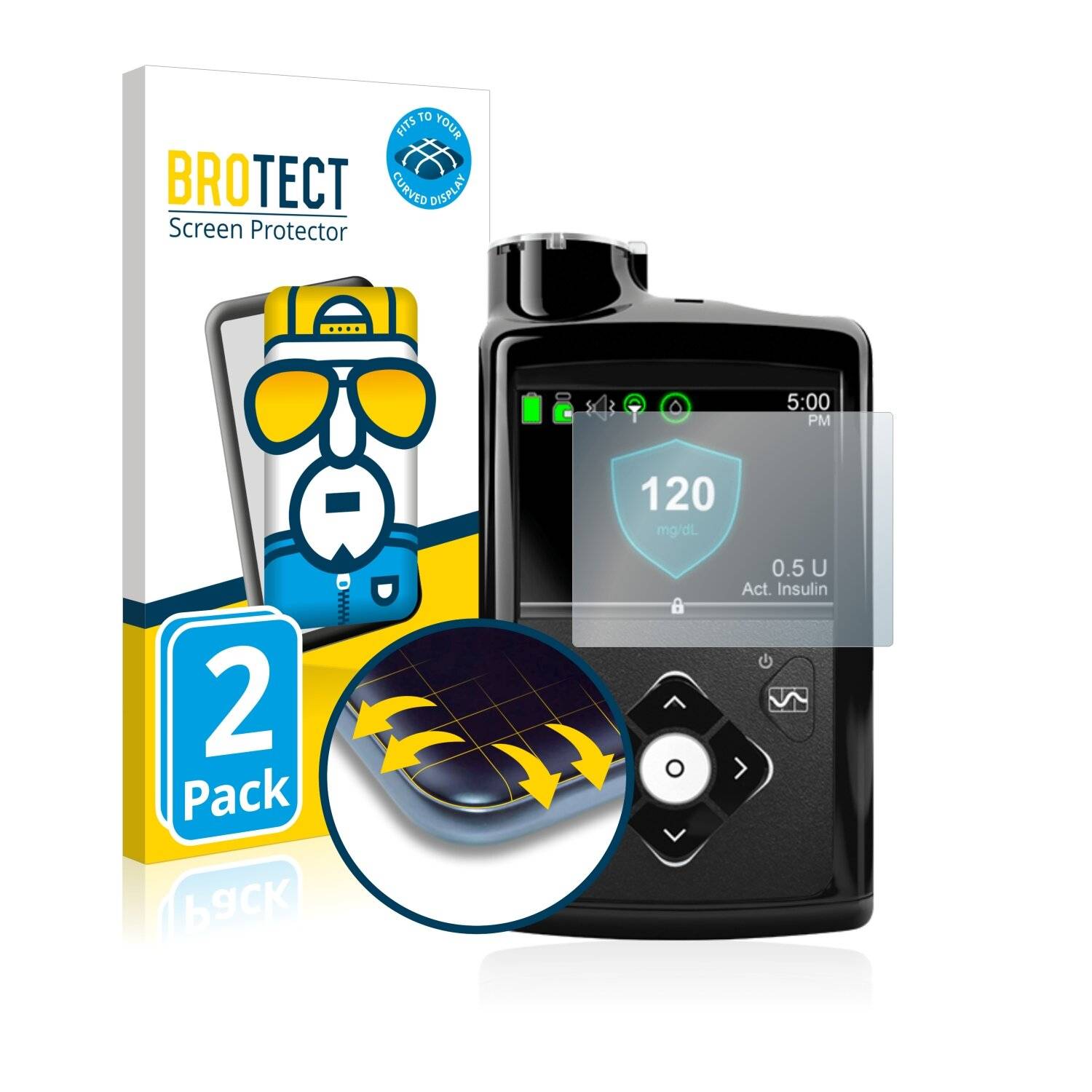 2x BROTECT Flex Full-Cover Displayschutzfolie für Medtronic Minimed