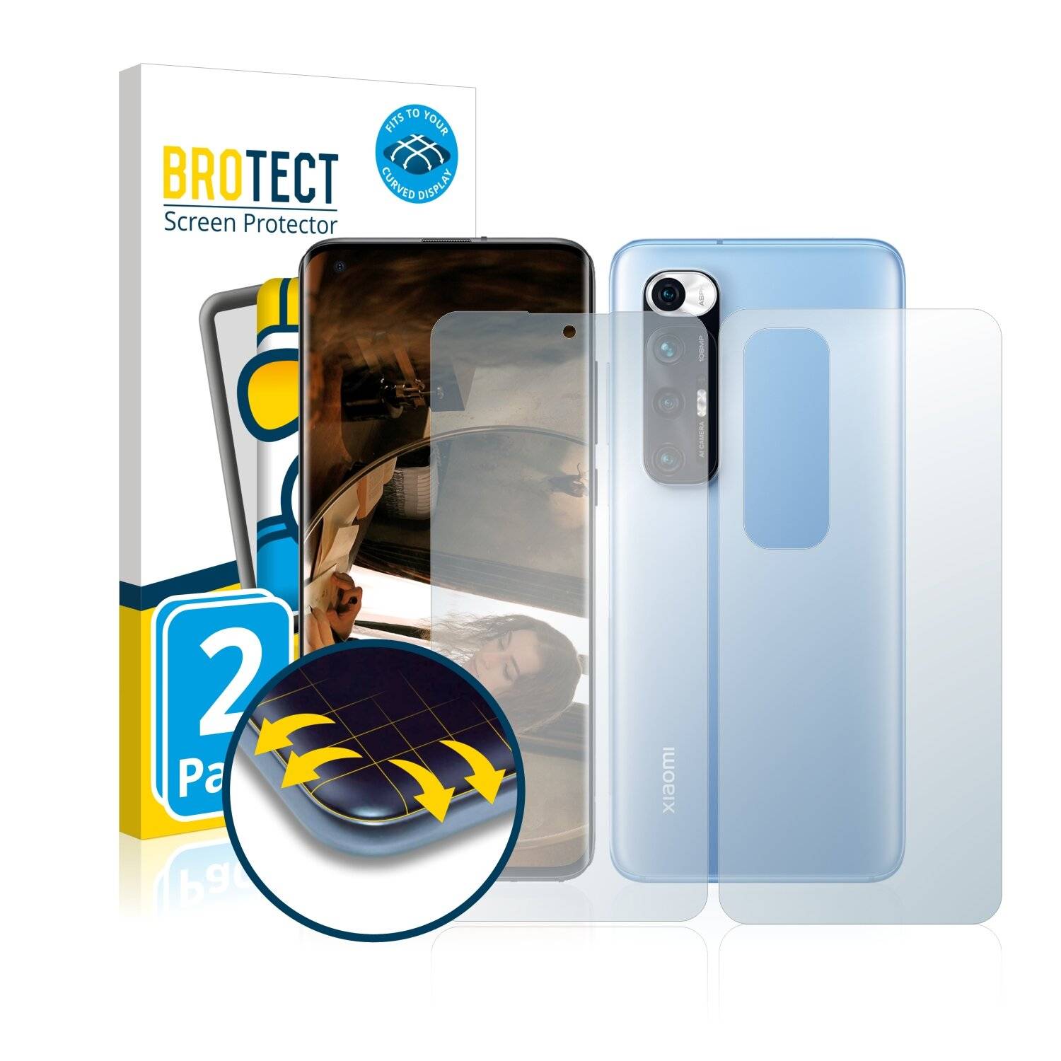2x BROTECT Flex Full-Cover Displayschutzfolie für Xiaomi Mi 10S (Vorder +