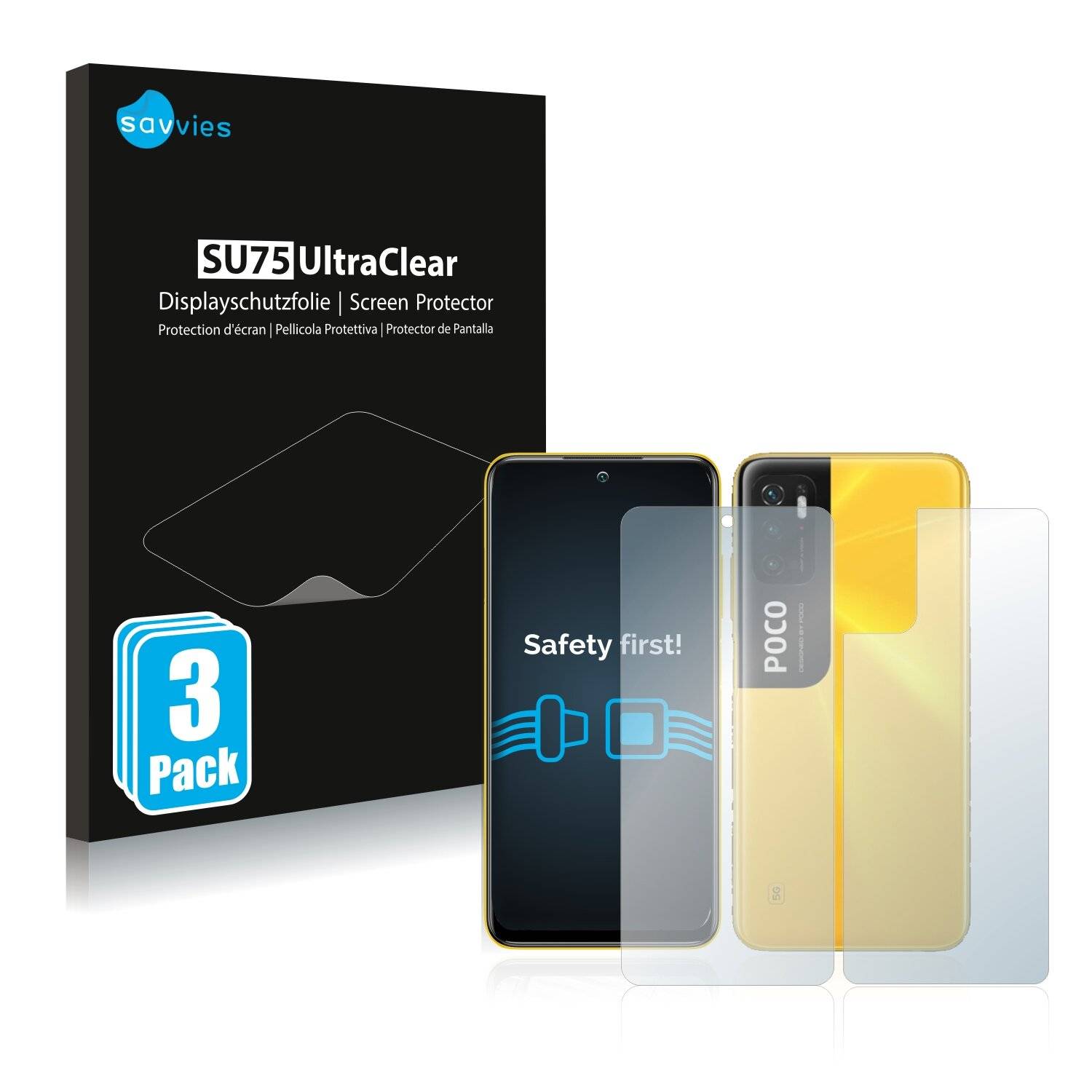 6x Savvies SU75 Displayschutzfolie für Xiaomi Poco M3 Pro (Vorder +