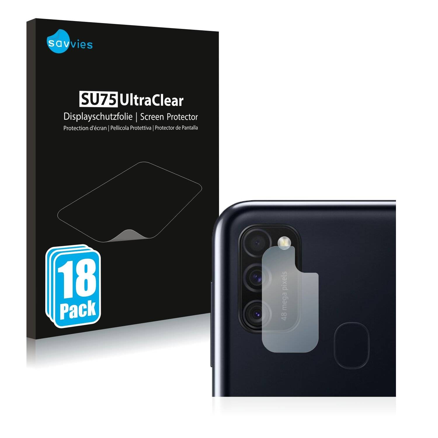18x Savvies SU75 Displayschutzfolie für Samsung Galaxy M21 2021 (NUR
