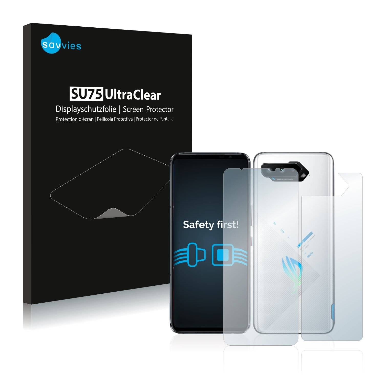 18x Savvies SU75 Displayschutzfolie für Asus ROG Phone 5s (Vorder +