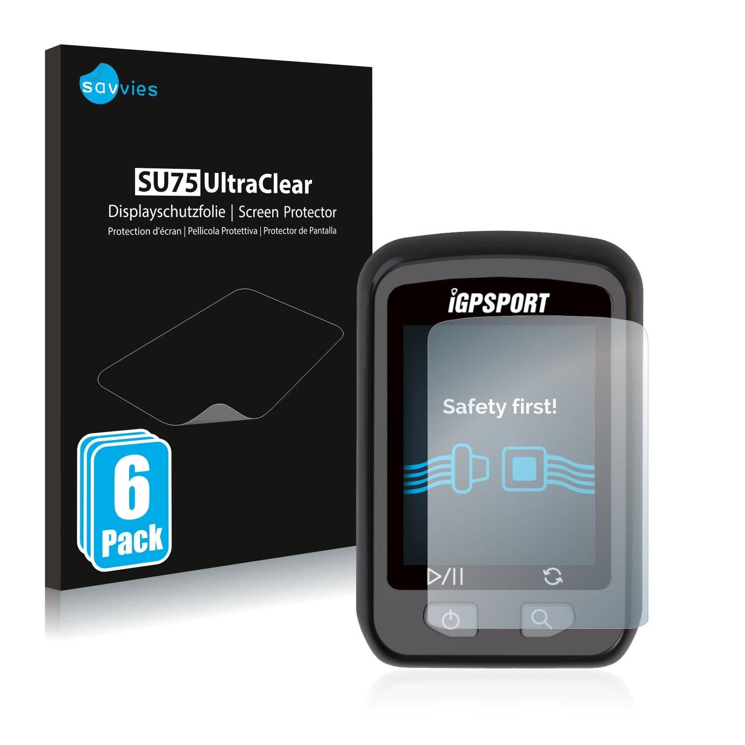 6x Savvies SU75 Displayschutzfolie für igpsport