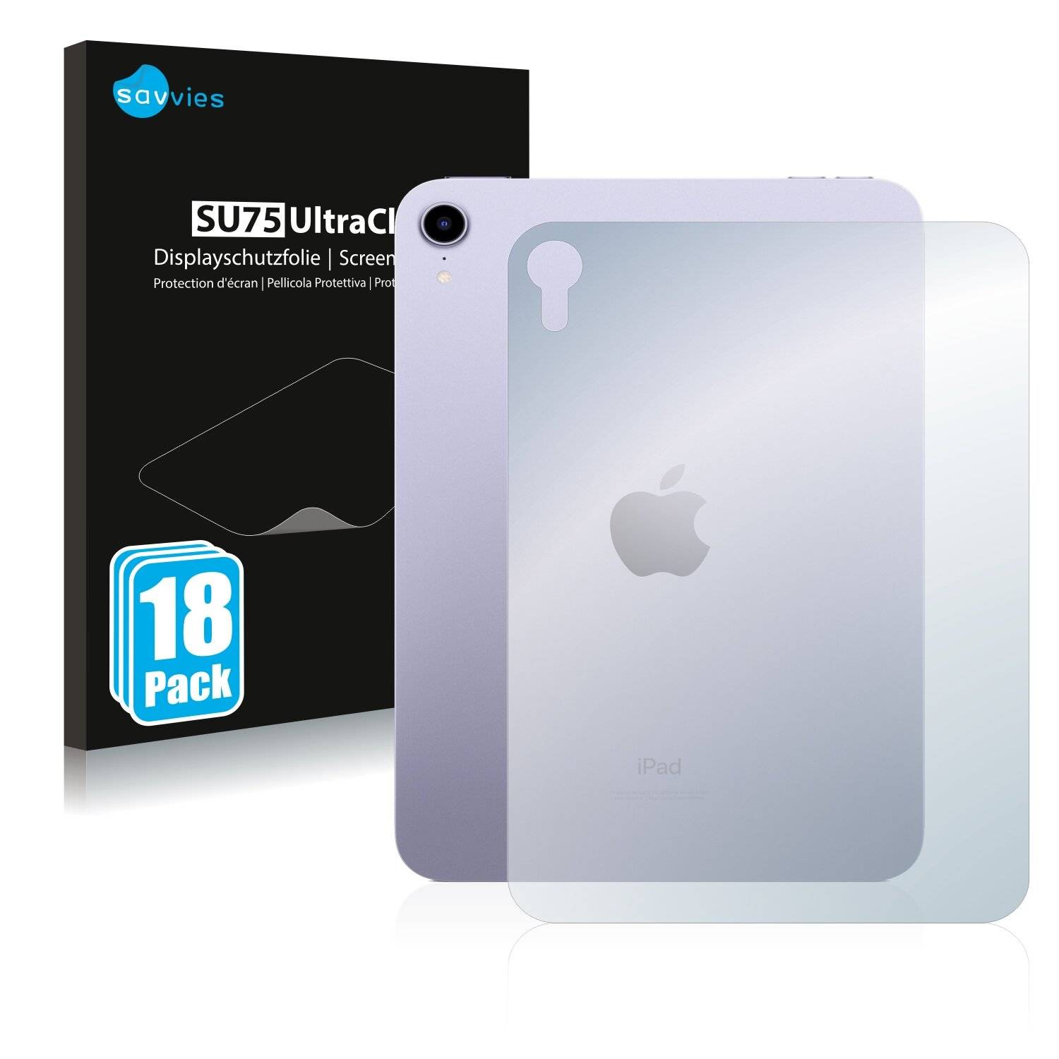 18x Savvies SU75 Displayschutzfolie für Apple iPad Mini 6 WiFi 2021 (Rückseite, 6