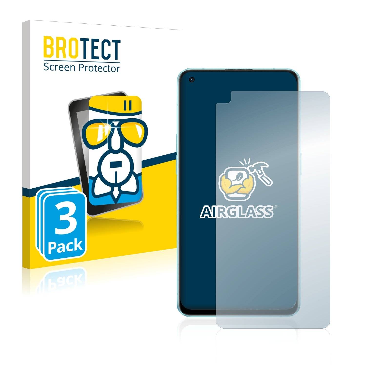 3x BROTECT AirGlass Schutzglas Folie für Oppo Reno 6