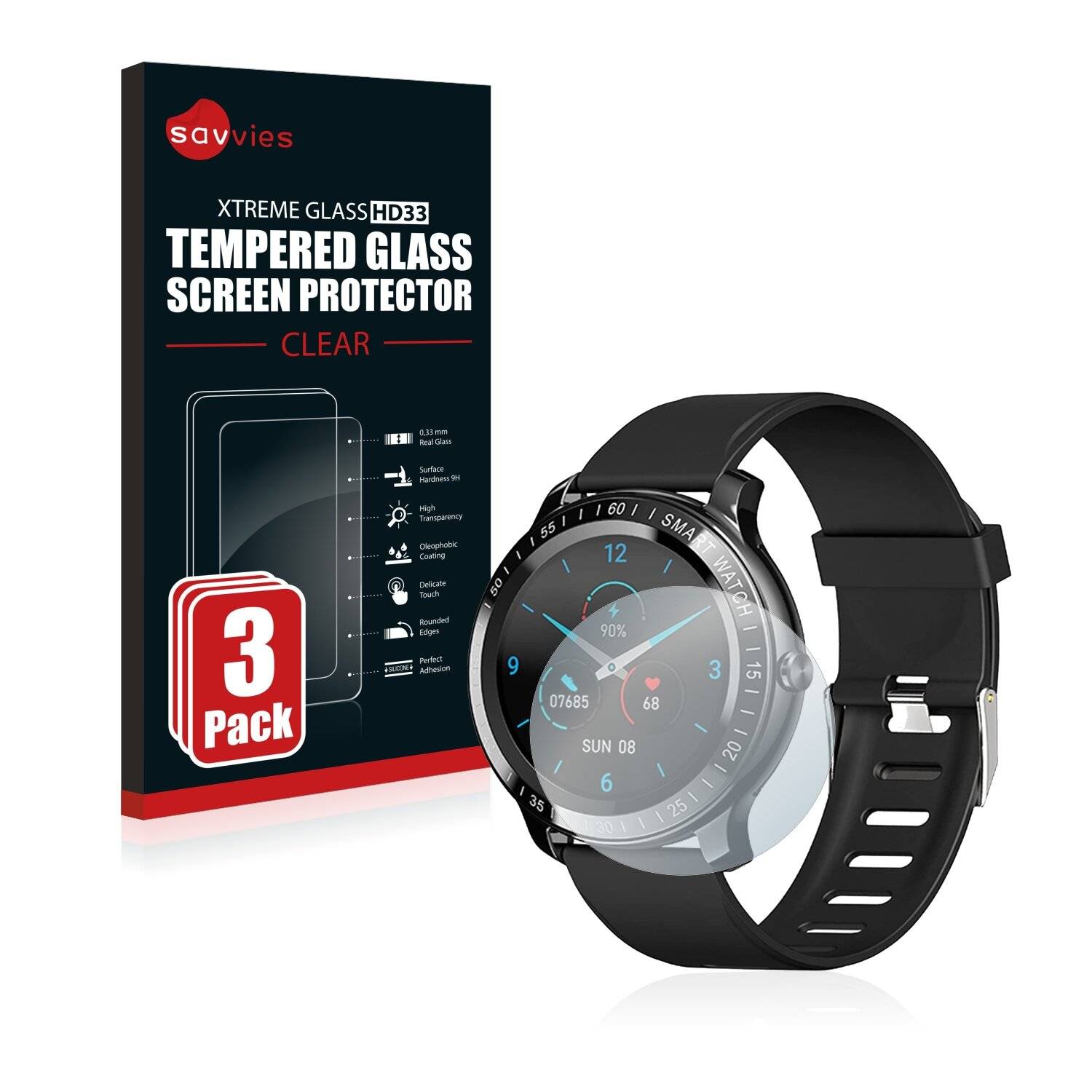 3x Savvies HD33 Clear Schutzglas für Zeeker