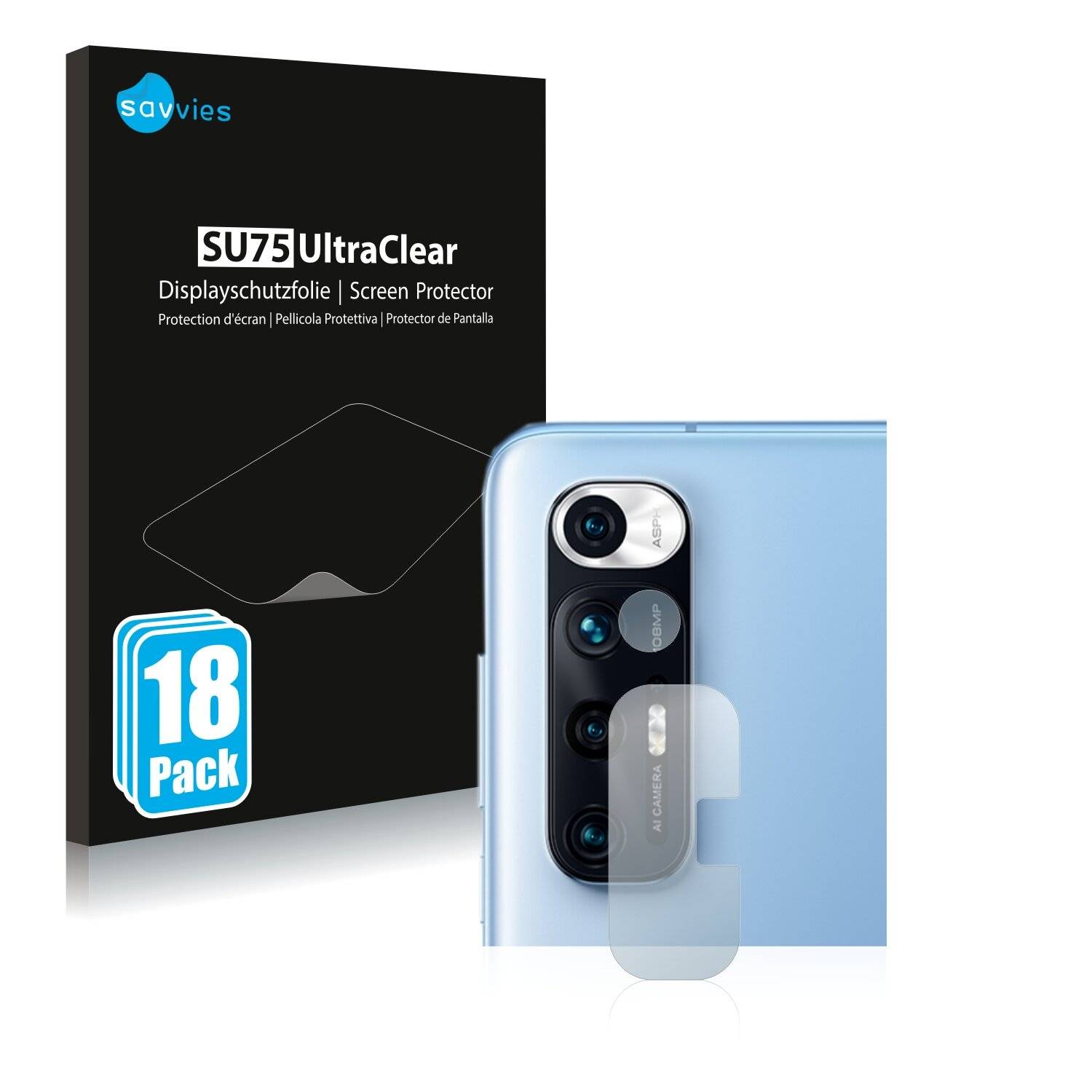 18x Savvies SU75 Displayschutzfolie für Xiaomi Mi 10S (NUR