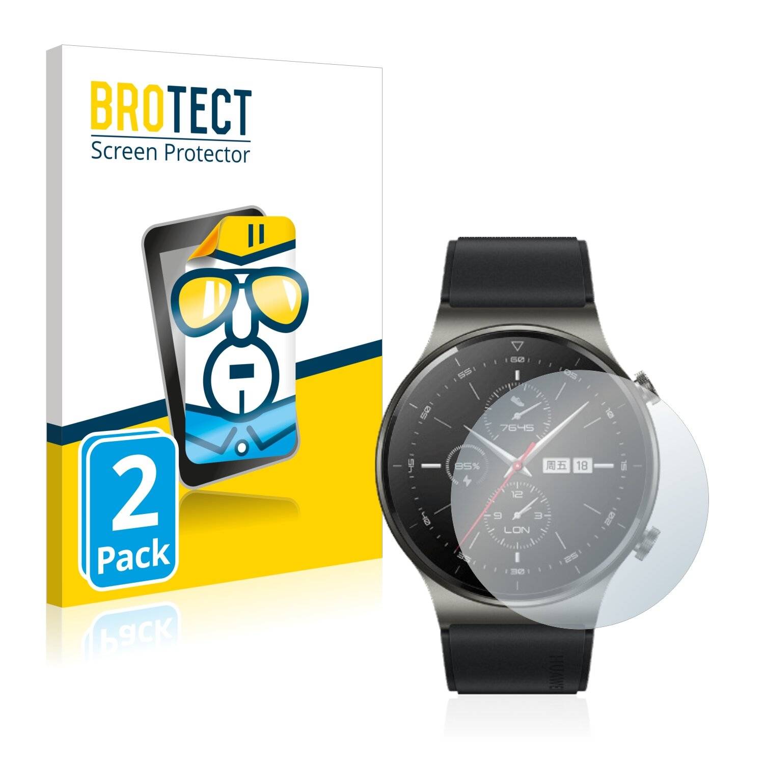 2x BROTECT HD-Clear Displayschutzfolie für Huawei Watch GT 2 Pro
