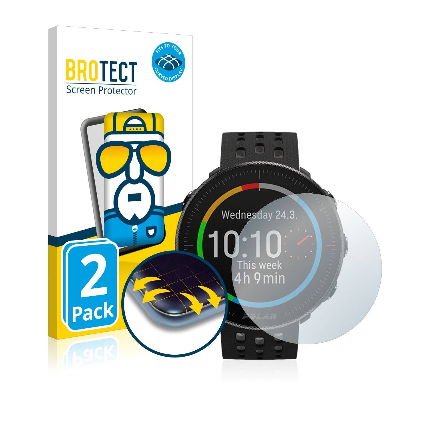 2x BROTECT Flex Full-Cover Displayschutzfolie für Polar Vantage