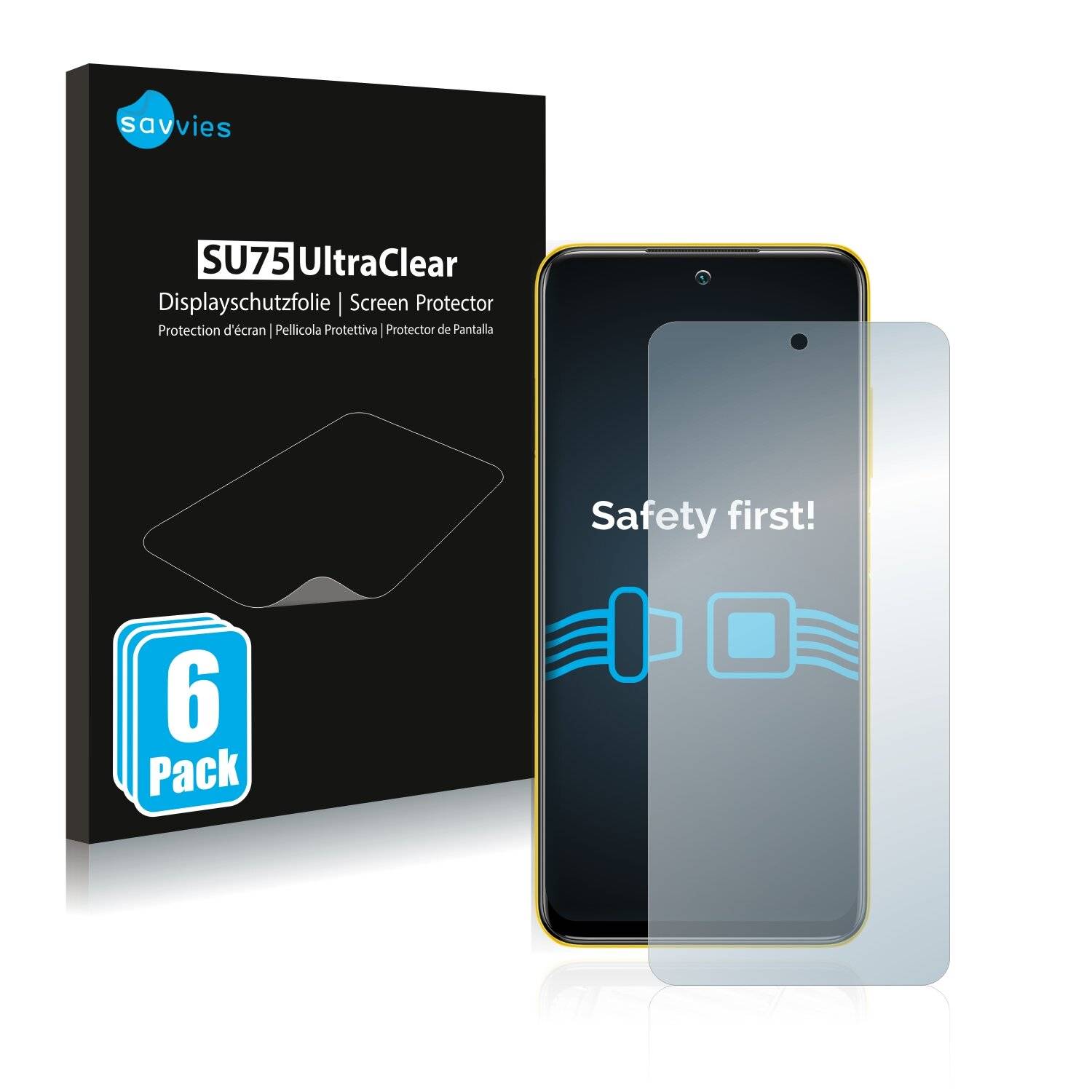 6x Savvies SU75 Displayschutzfolie für Xiaomi Poco M3