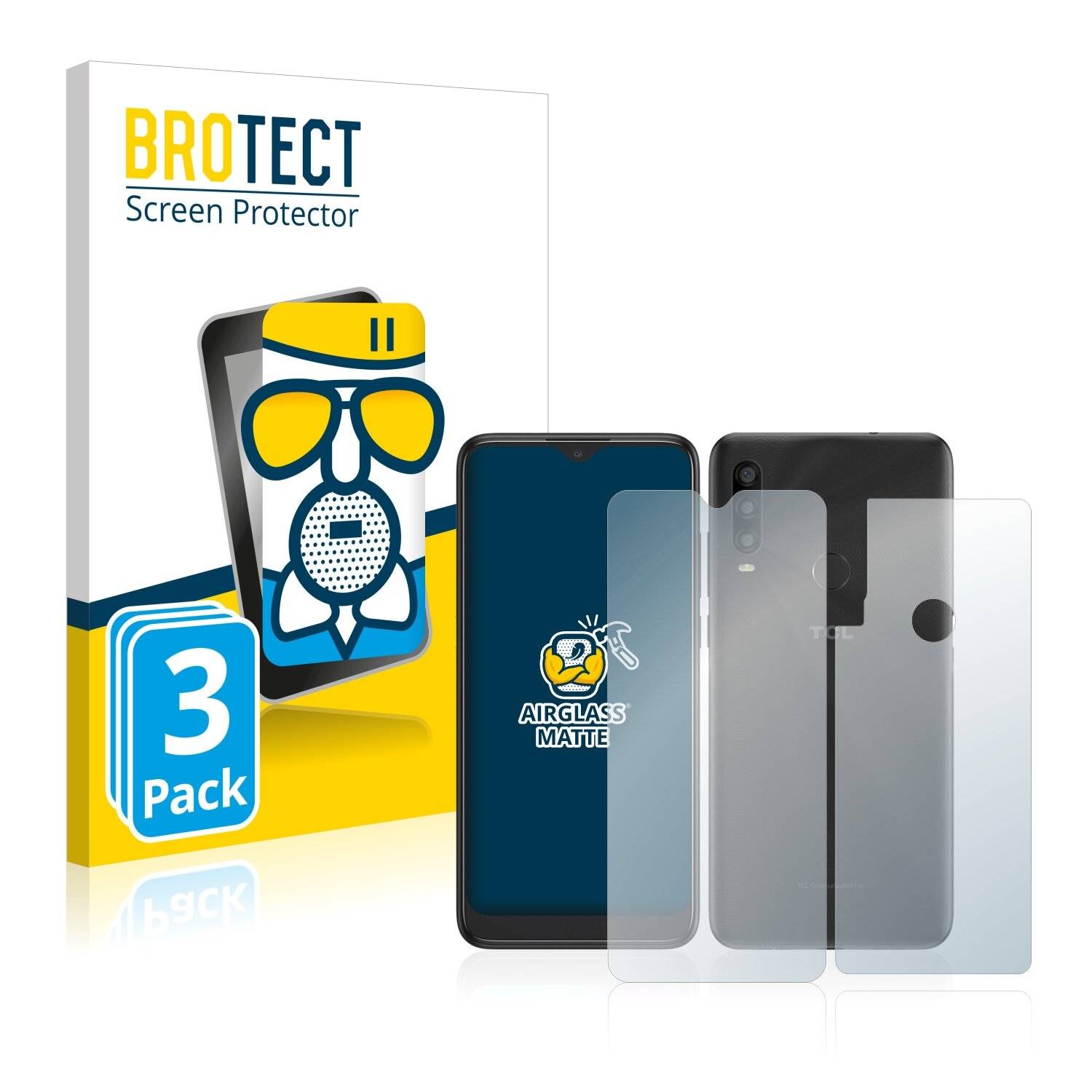 3x BROTECT AirGlass Matte Schutzglas Folie für TCL L10 Pro (Vorder +