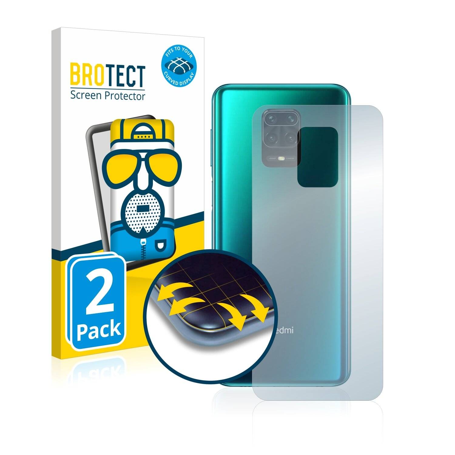 2x BROTECT Flex Matte Full-Cover Displayschutzfolie für Xiaomi Redmi Note 9S