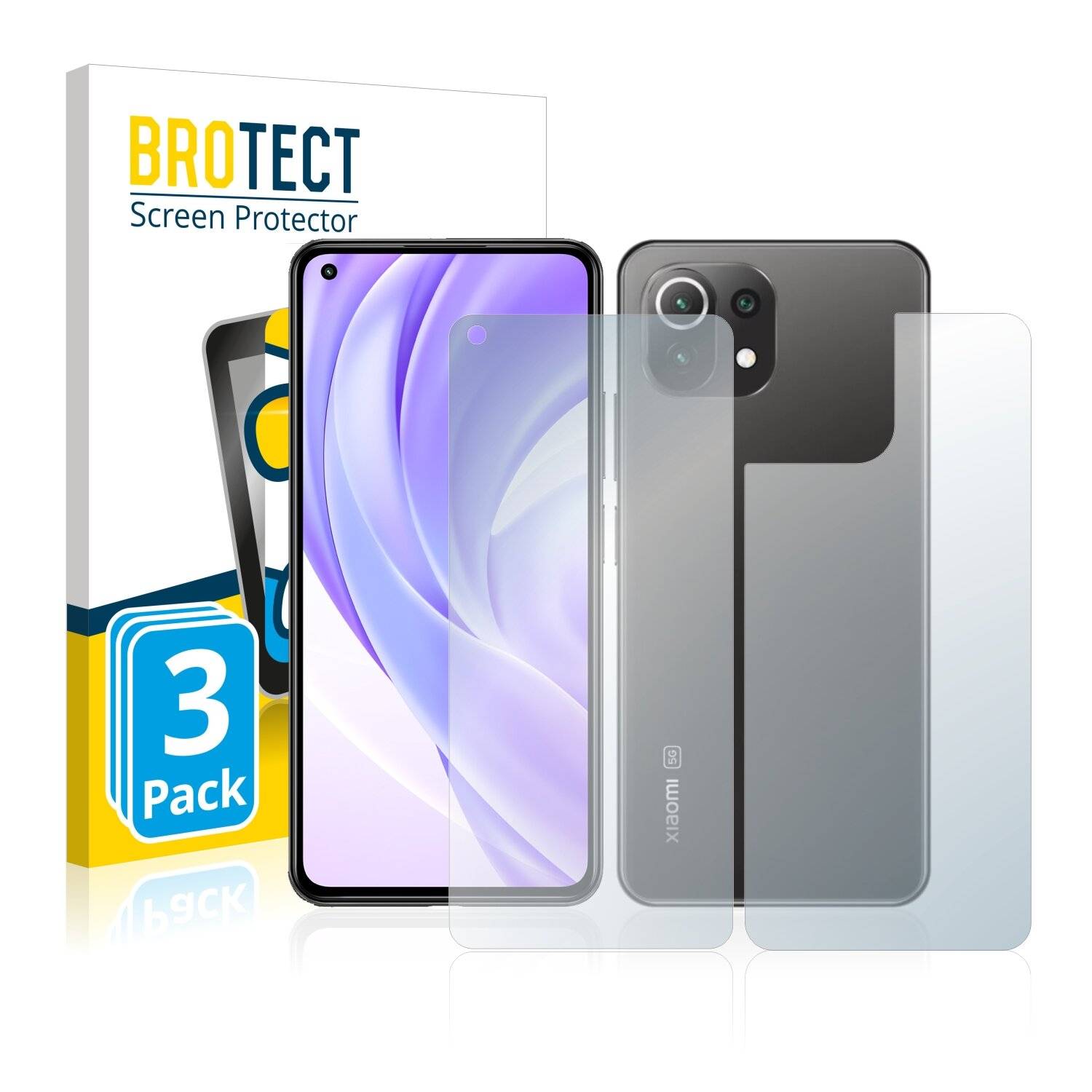 3x BROTECT AirGlass Schutzglas Folie für Xiaomi Mi 11 Lite 5G (Vorder +