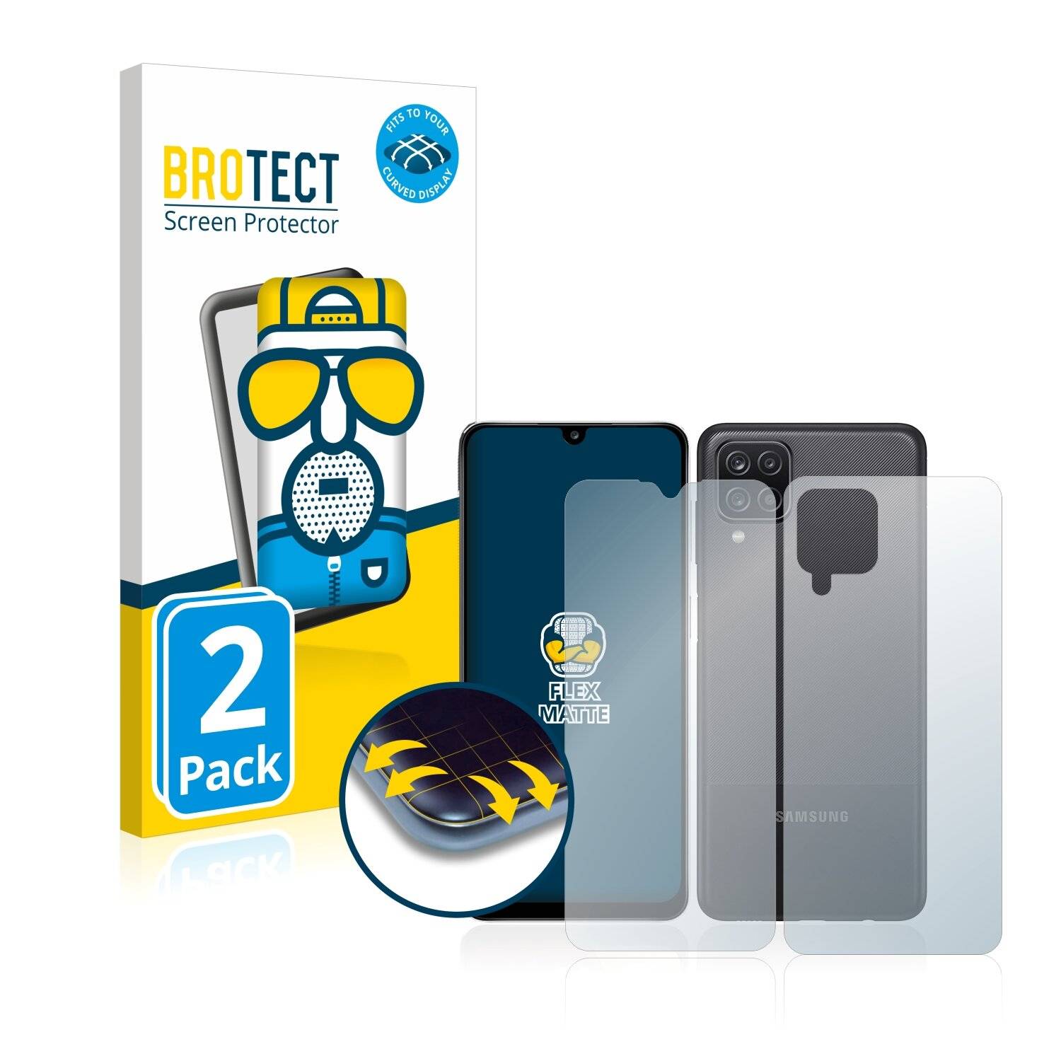 2x BROTECT Flex Matte Full-Cover Displayschutzfolie für Samsung Galaxy A12 Nacho (Vorder +