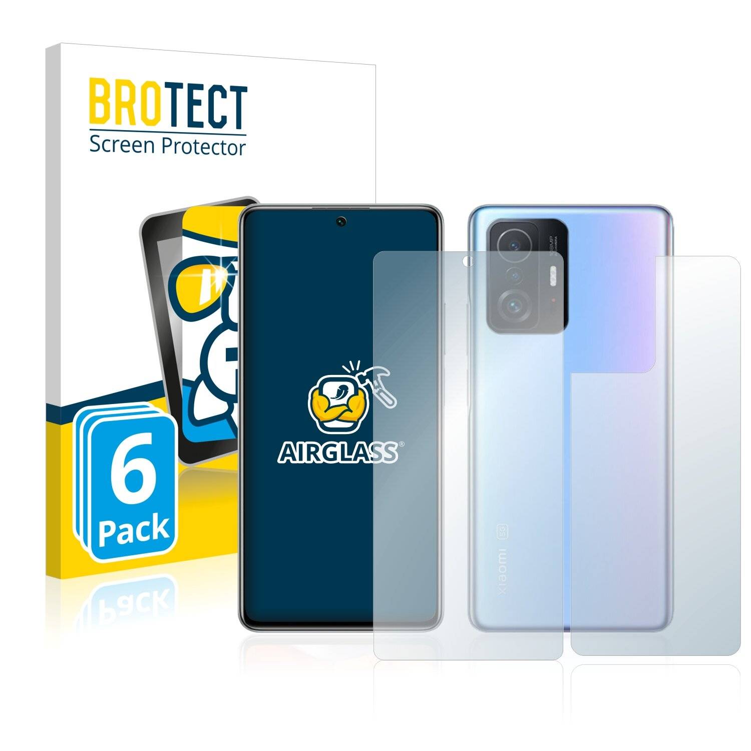 6x BROTECT AirGlass Schutzglas Folie für Xiaomi 11T (Vorder +