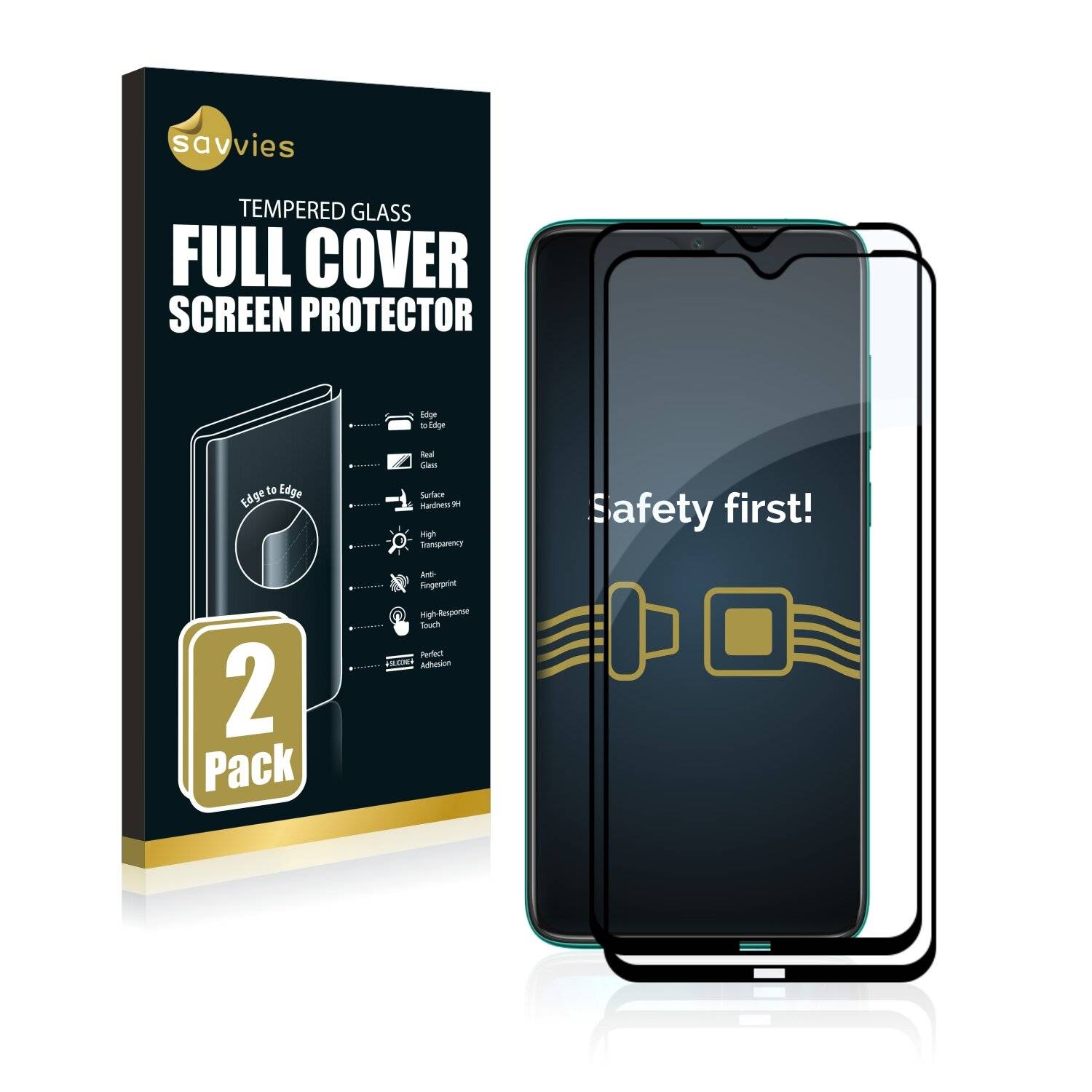 2x Savvies Xtreme Glass 2.5D Full Cover Schutzglas für Xiaomi Redmi Note 8 (2019)