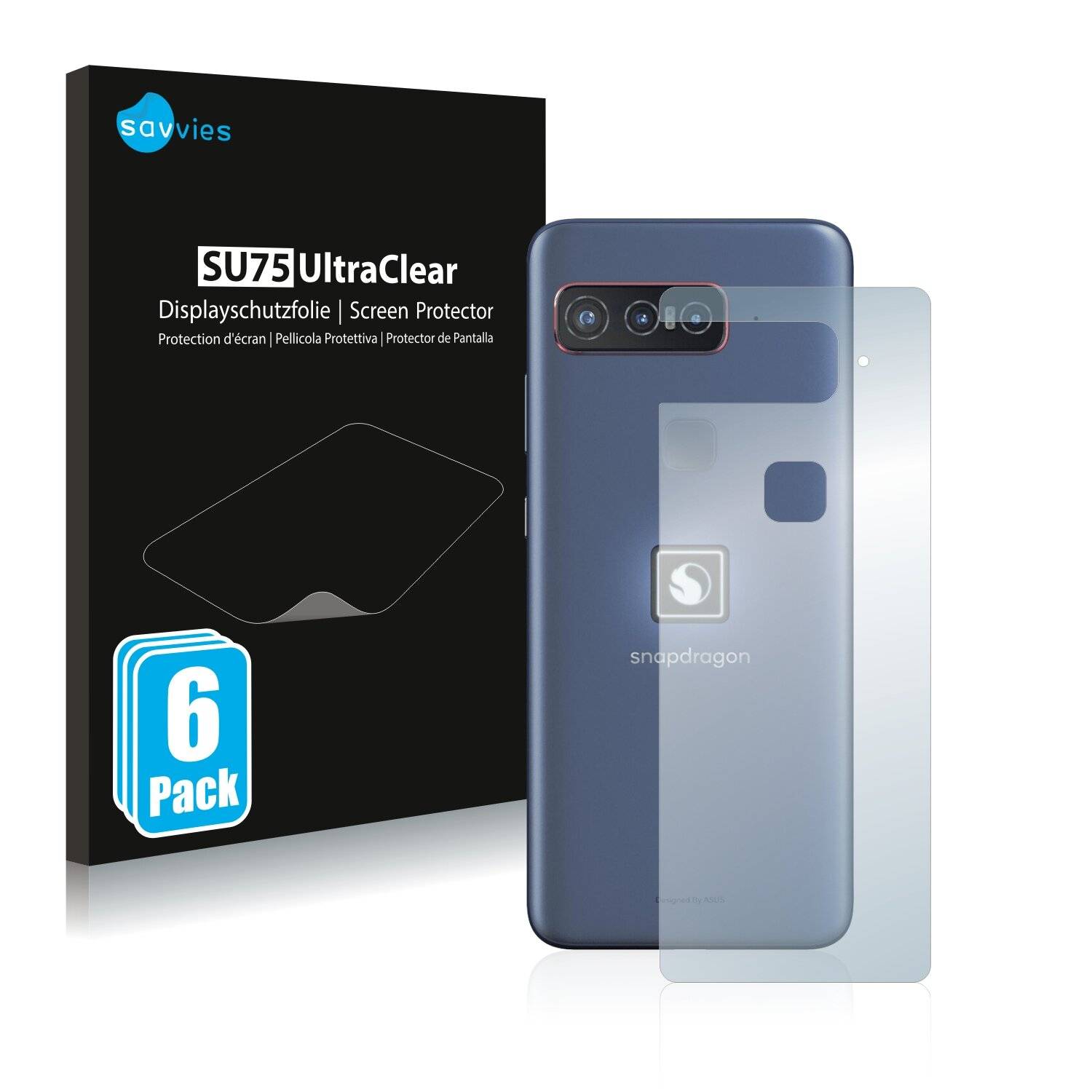 6x Savvies SU75 Displayschutzfolie für Asus Smartphone for Snapdragon Insiders