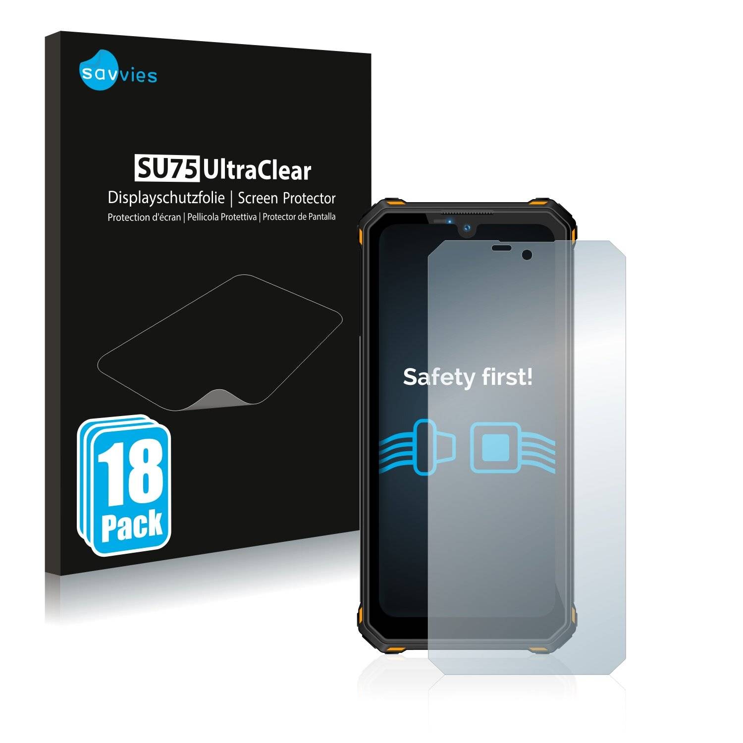 18x Savvies SU75 Displayschutzfolie für Oukitel WP15