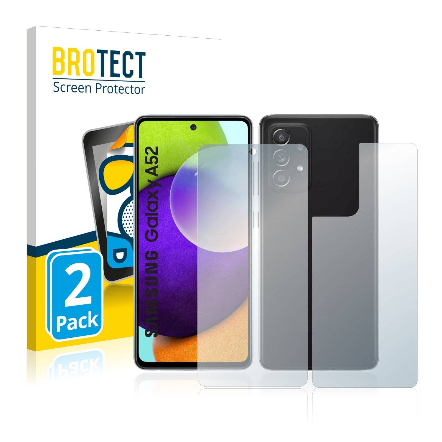 2x BROTECT Matte Displayschutzfolie für Samsung Galaxy A52 (Vorder + Rückseite) -