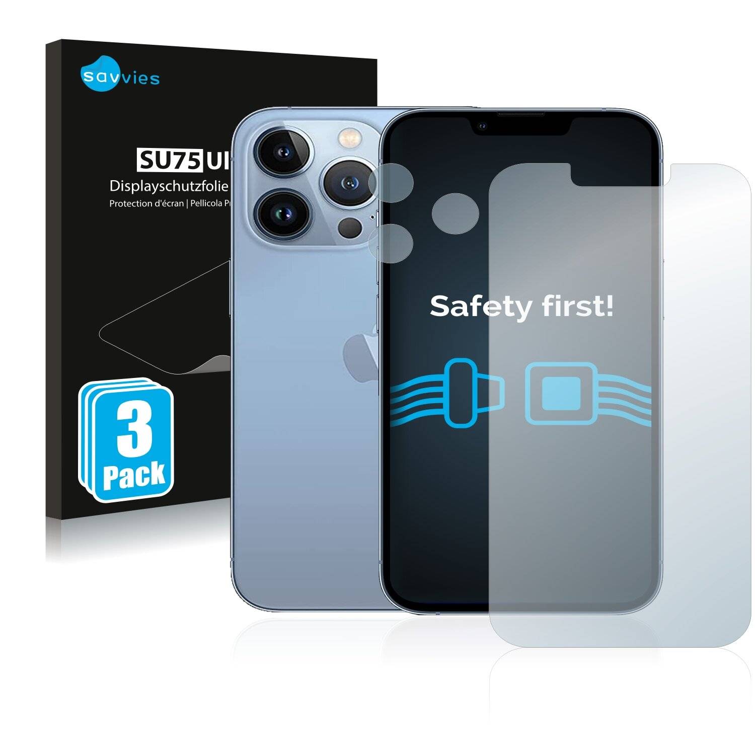 6x Savvies SU75 Displayschutzfolie für Apple iPhone 13 Pro (Vorderseite +