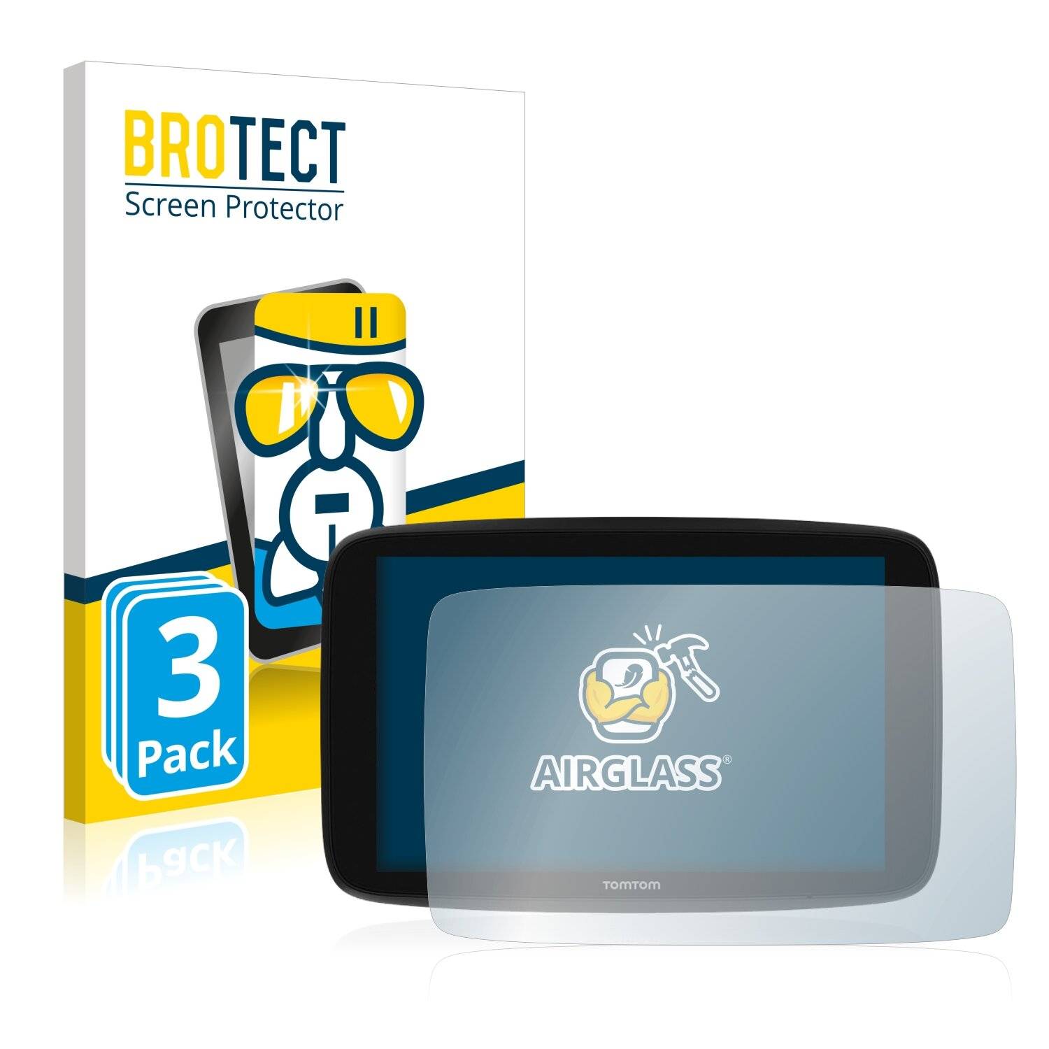 3x BROTECT AirGlass Schutzglas Folie für TomTom Go Expert