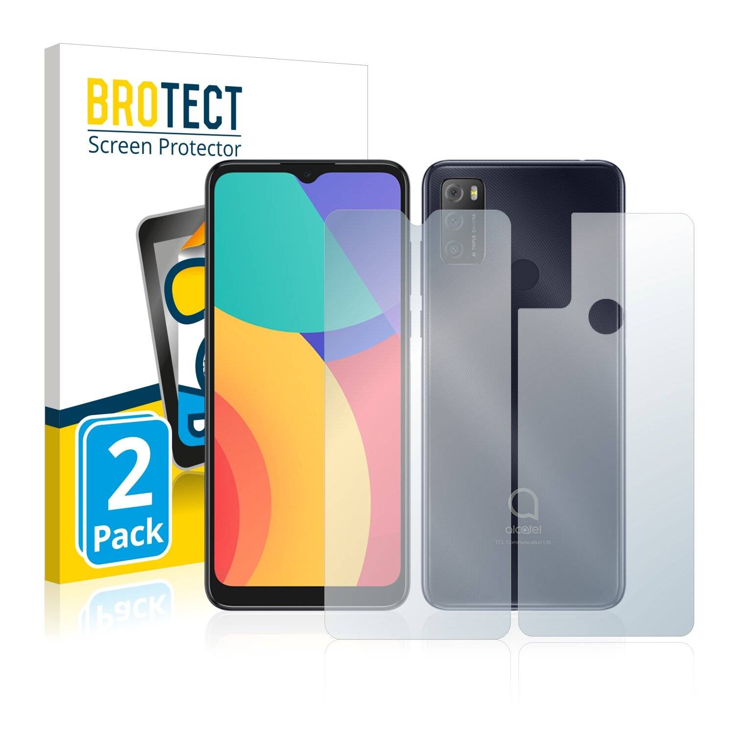 2x BROTECT Matte Displayschutzfolie für Alcatel 1S 2021 (Vorder + Rückseite) - Entspiegelt,