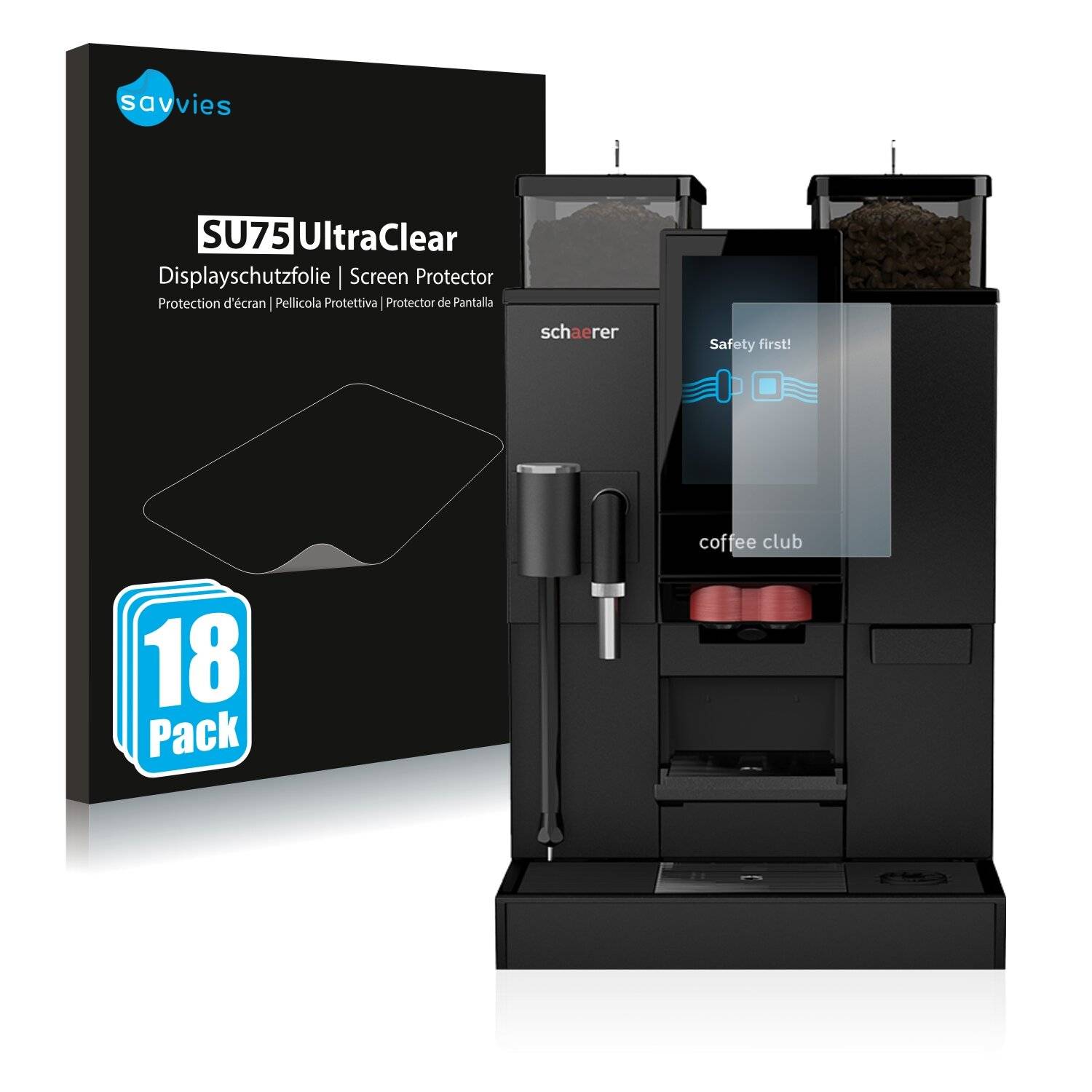 18x Savvies SU75 Displayschutzfolie für Schaerer Coffee