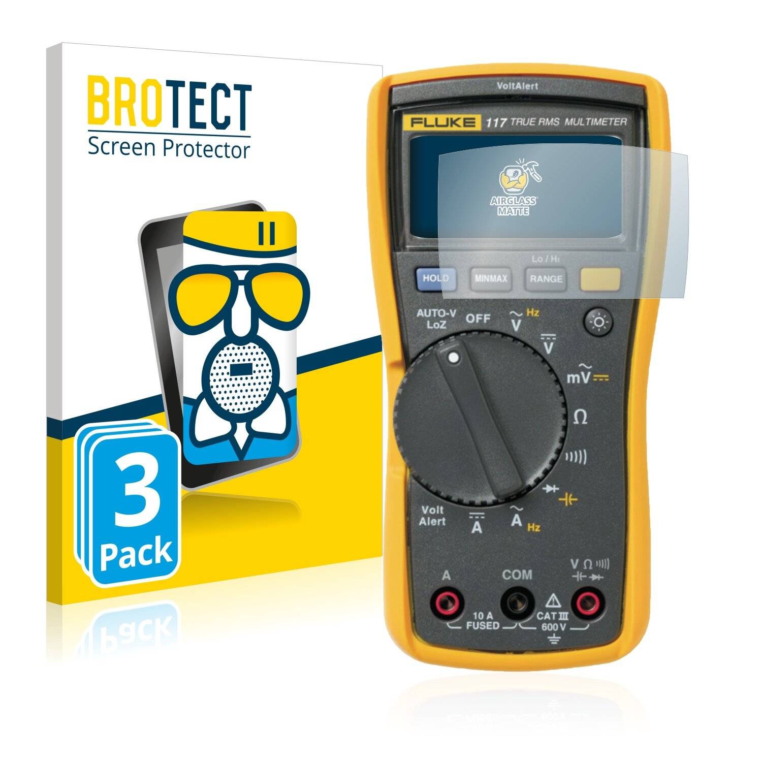 3x BROTECT AirGlass Matte Schutzglas Folie für Fluke MultiMeter