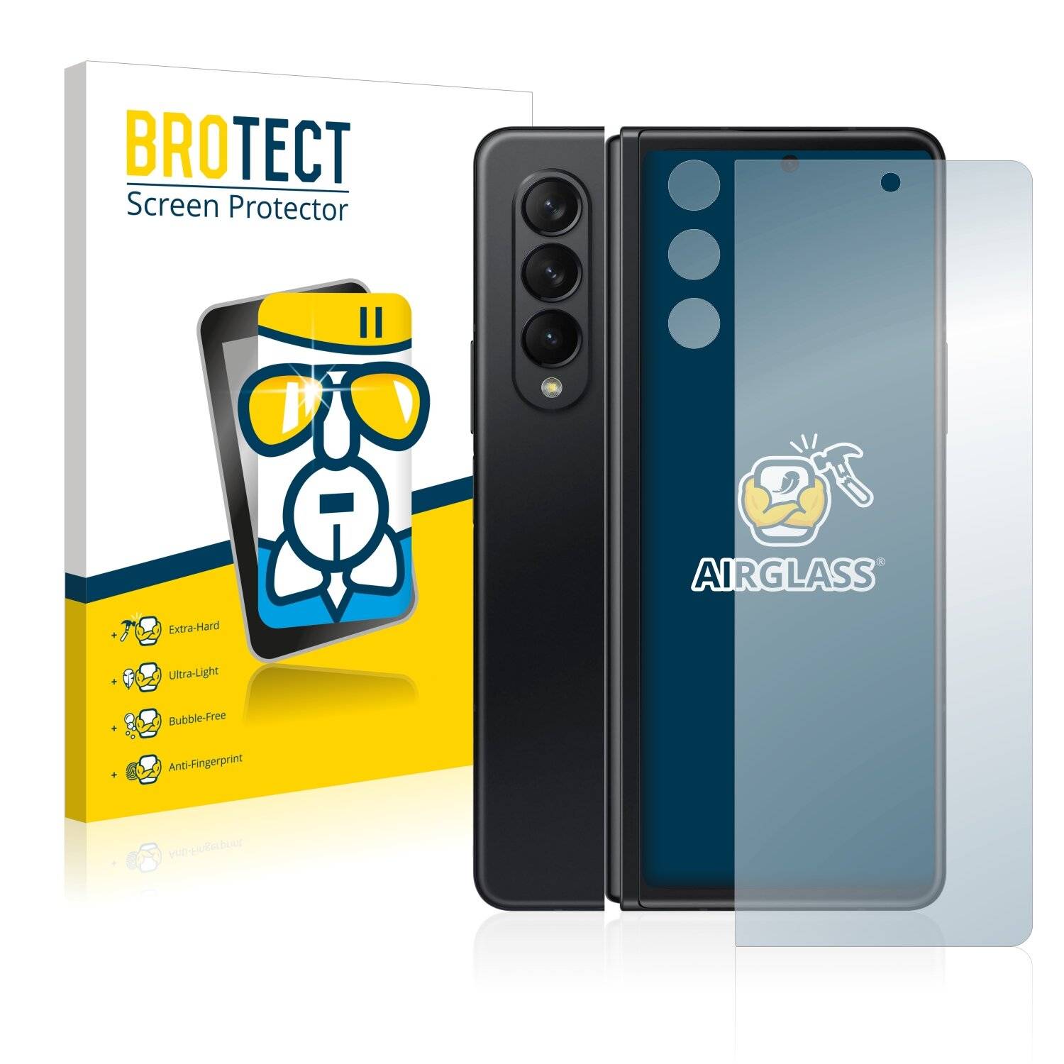 BROTECT AirGlass Schutzglas Folie für Samsung Galaxy Z Fold 3 5G (Vorderseite +