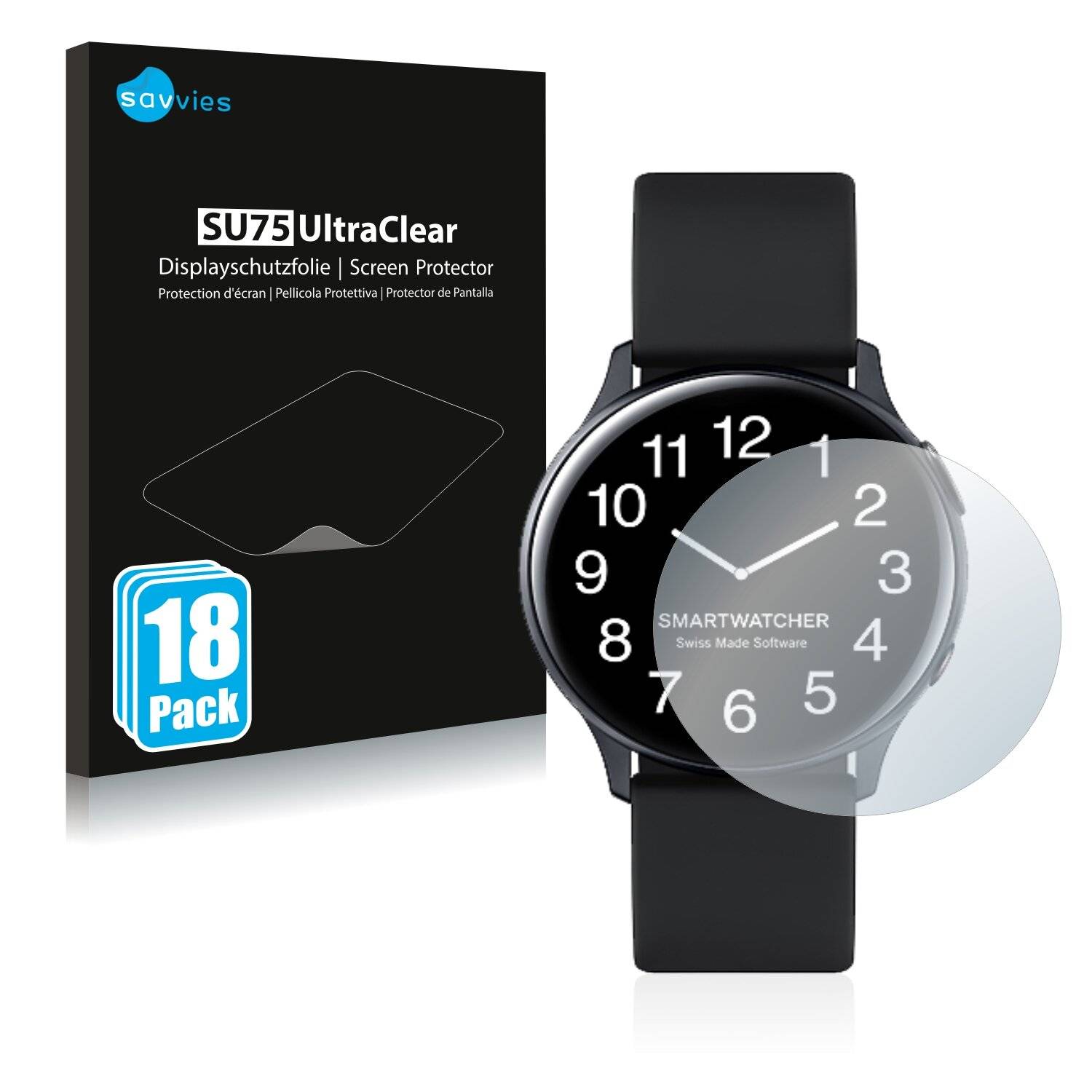 18x Savvies SU75 Displayschutzfolie für SmartWatcher