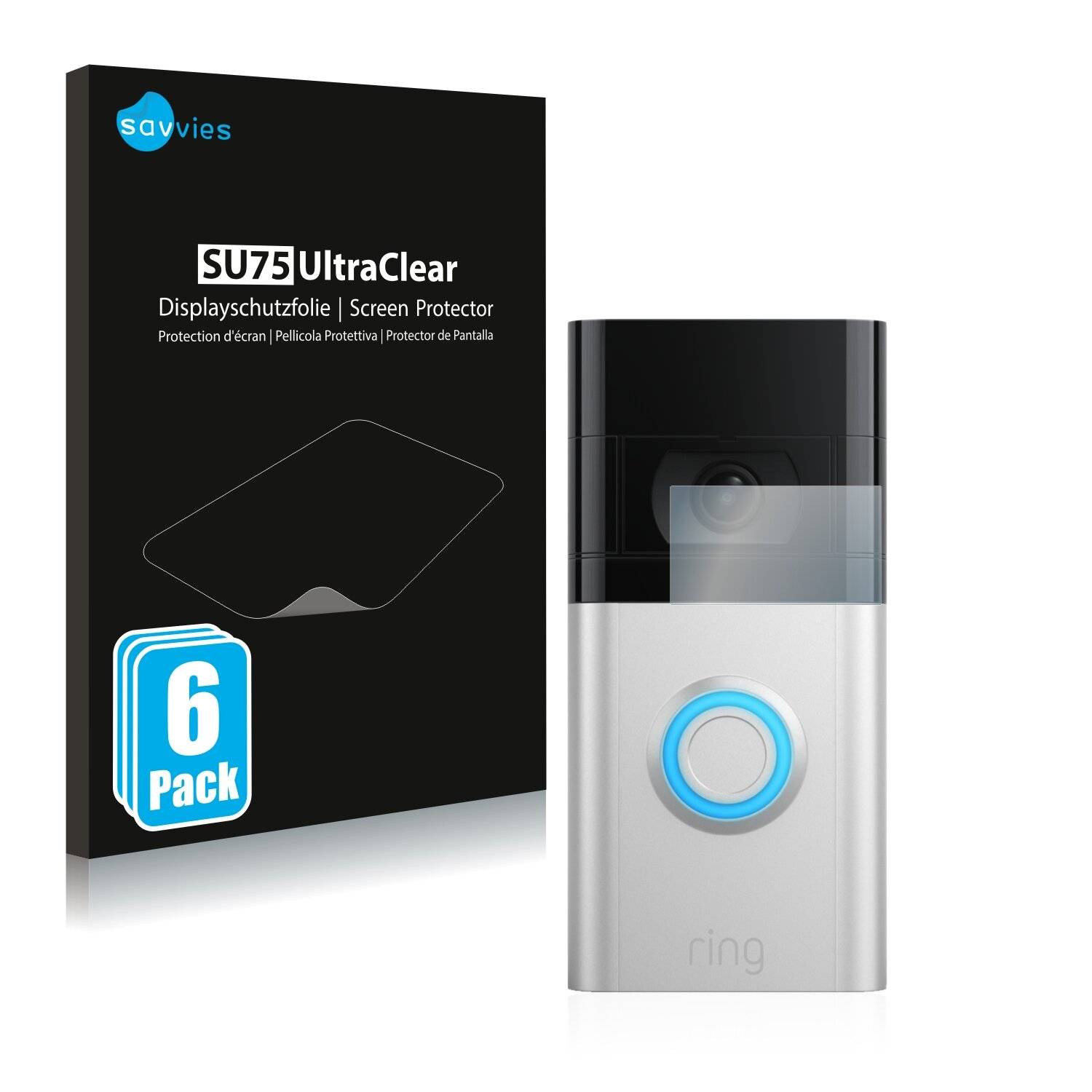 6x Savvies SU75 Displayschutzfolie für Ring Video Doorbell
