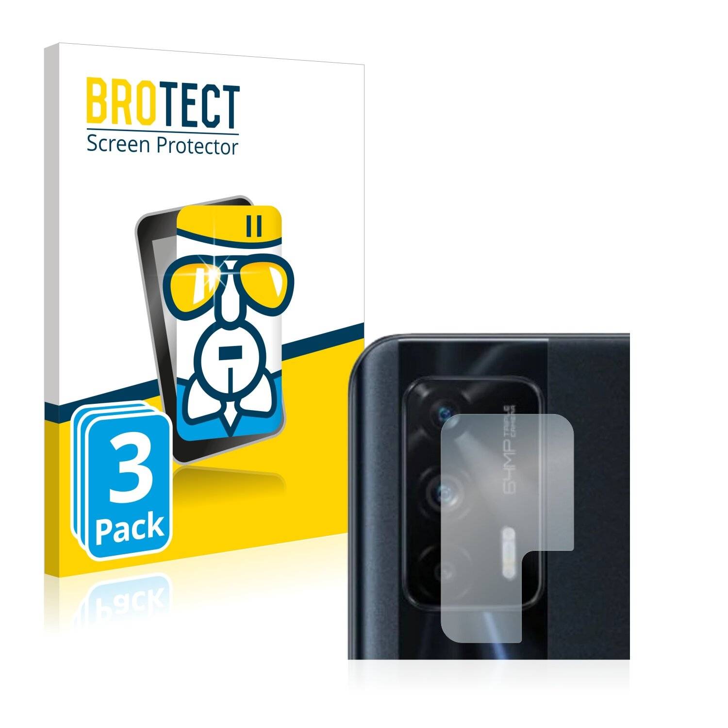 3x BROTECT AirGlass Schutzglas Folie für Realme X7 Max 5G (NUR