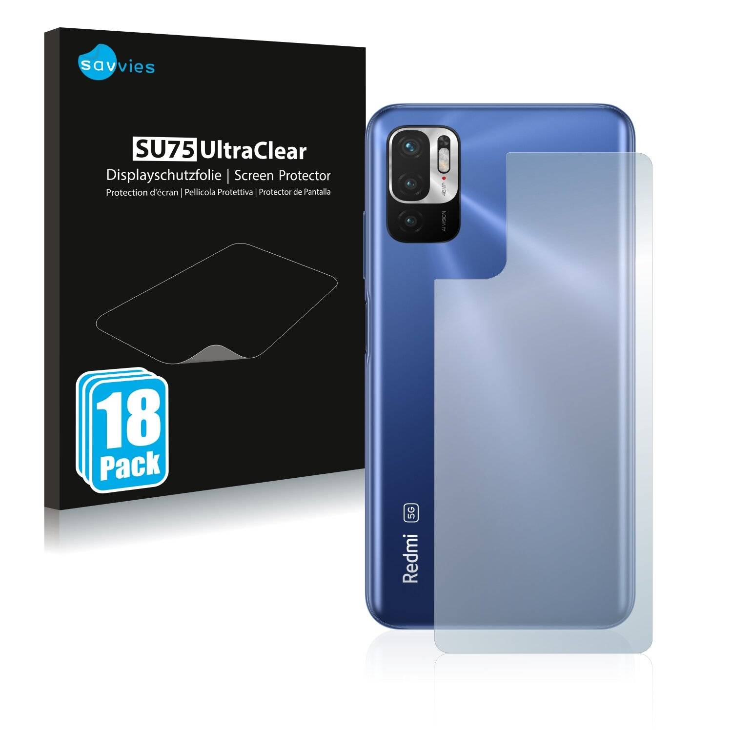 18x Savvies SU75 Displayschutzfolie für Xiaomi Redmi Note 10T 5G