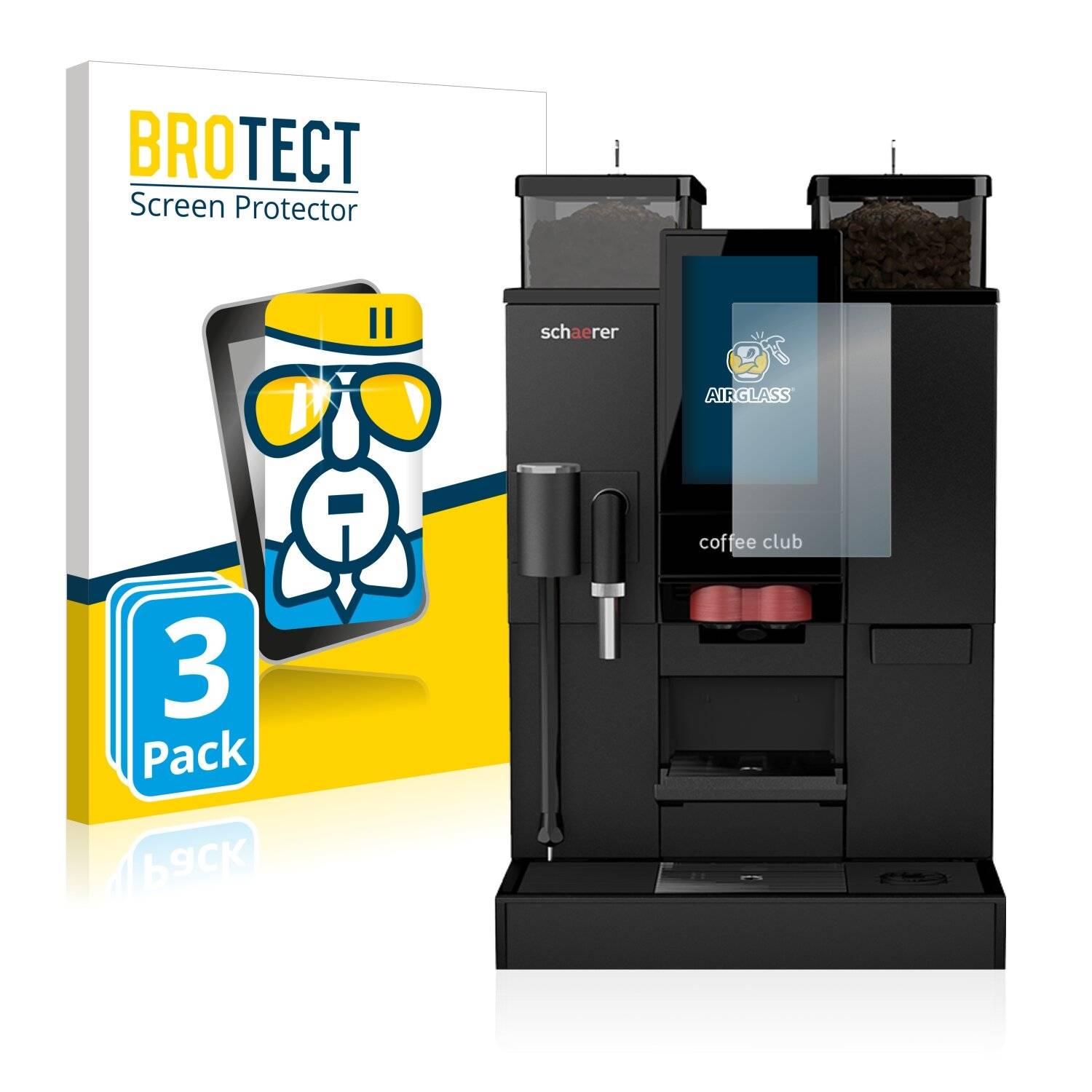 3x BROTECT AirGlass Schutzglas Folie für Schaerer Coffee