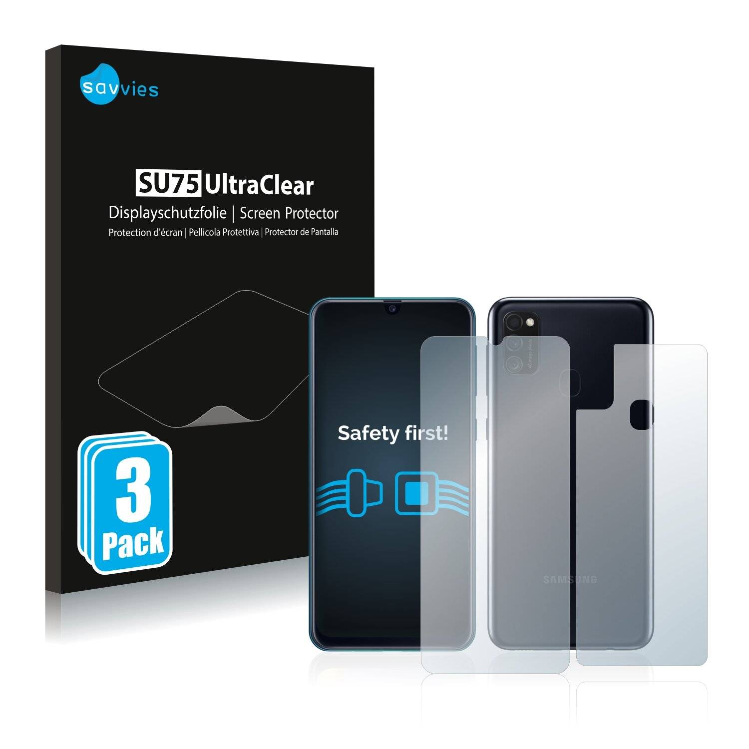 6x Savvies SU75 Displayschutzfolie für Samsung Galaxy M21 2021 (Vorder +