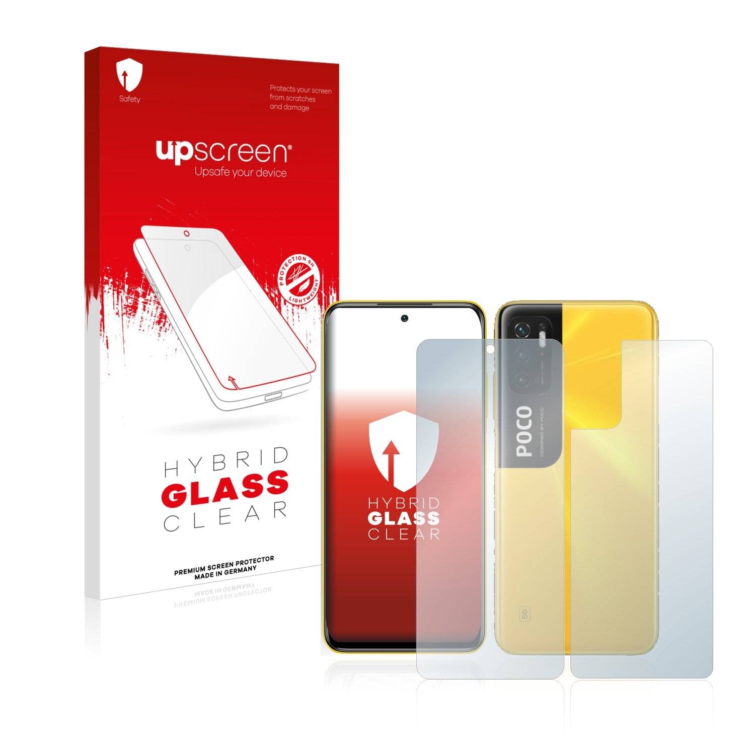 upscreen Hybrid Glass Clear Premium Schutzglas Folie für Xiaomi Poco M3 Pro 5G (Vorder +