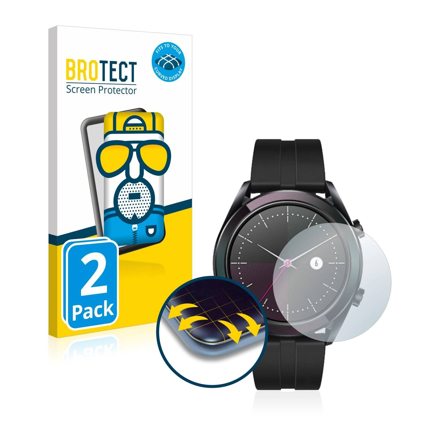 2x BROTECT Flex Matte Full-Cover Displayschutzfolie für Huawei Watch GT Elegant (42