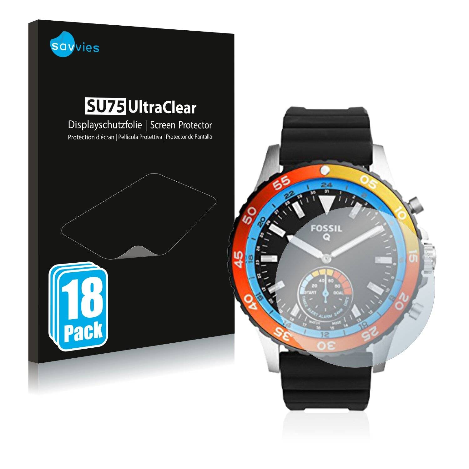 18x Savvies SU75 Displayschutzfolie für Fossil Q Crewmaster